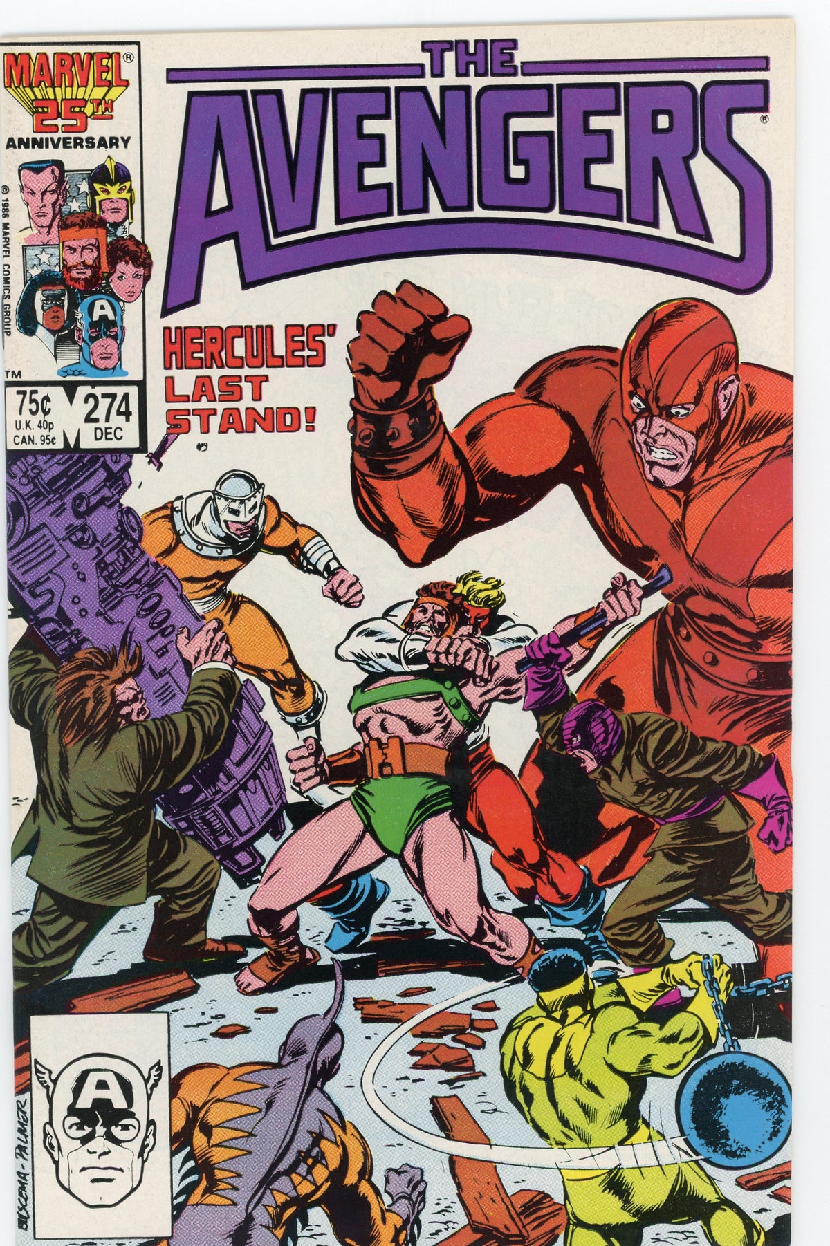 THE AVENGERS #274 NM HERCULES BEATDOWN COVER SHIMMERING GLOSS
