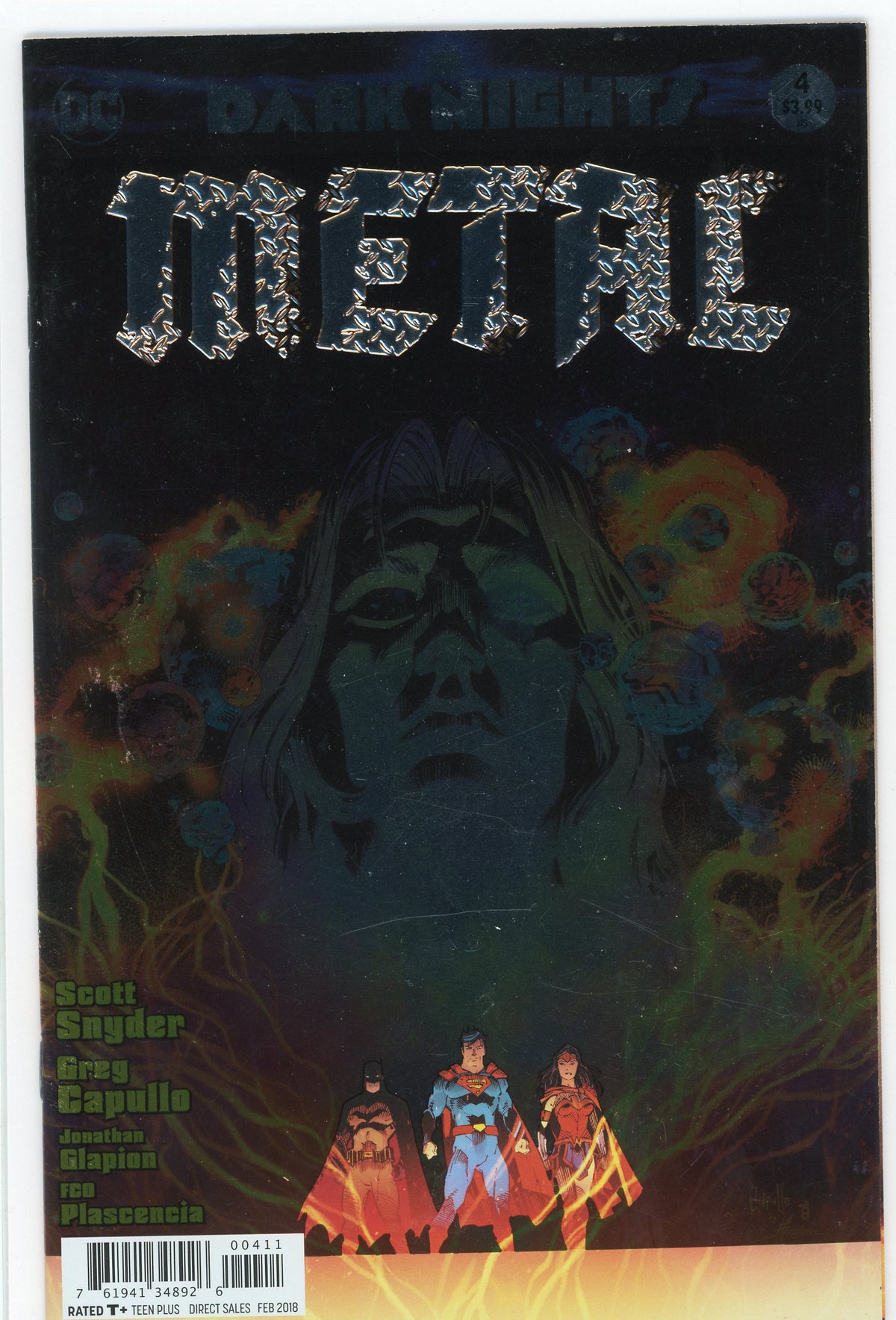 DARK NIGHTS METAL #4 NM GREAT FOIL COVER TREMENDOUS GLOSS