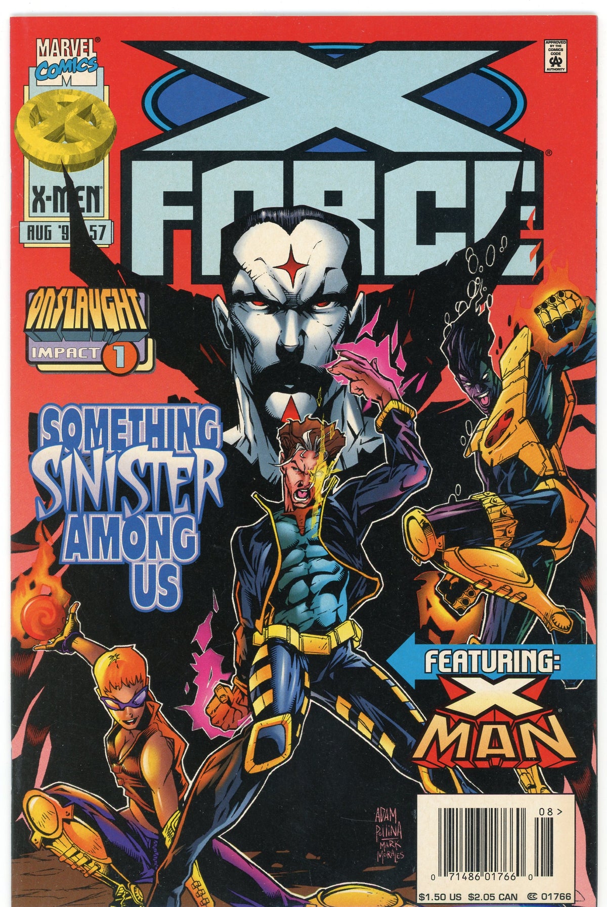 X-FORCE #57 NM FEATURES X-MAN GLOSSY SHEEN SPECTACULAR COVER