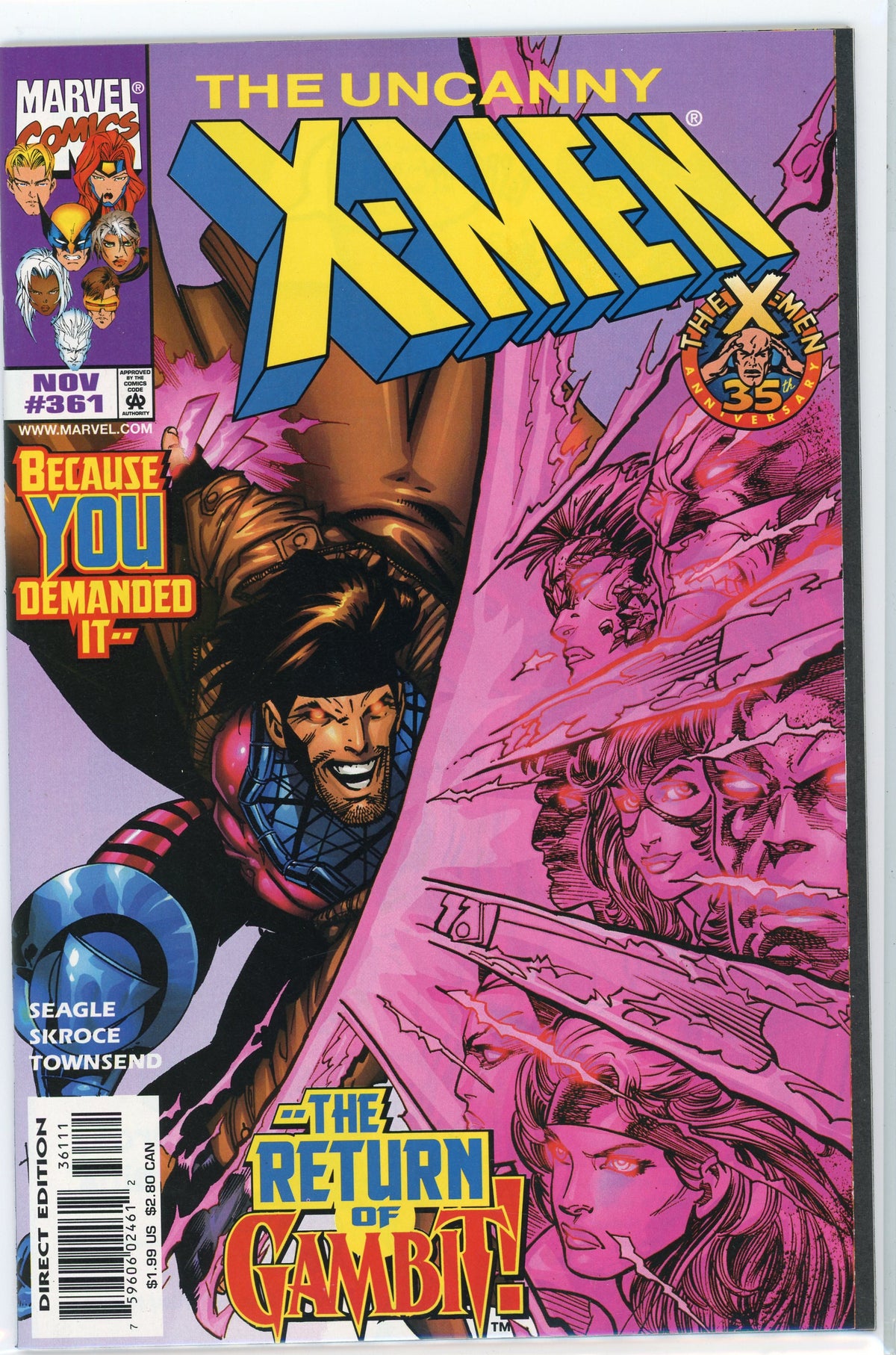 THE UNCANNY X-MEN #361 NM GREAT GAMBIT ACTION COVER GLOSSY HUES