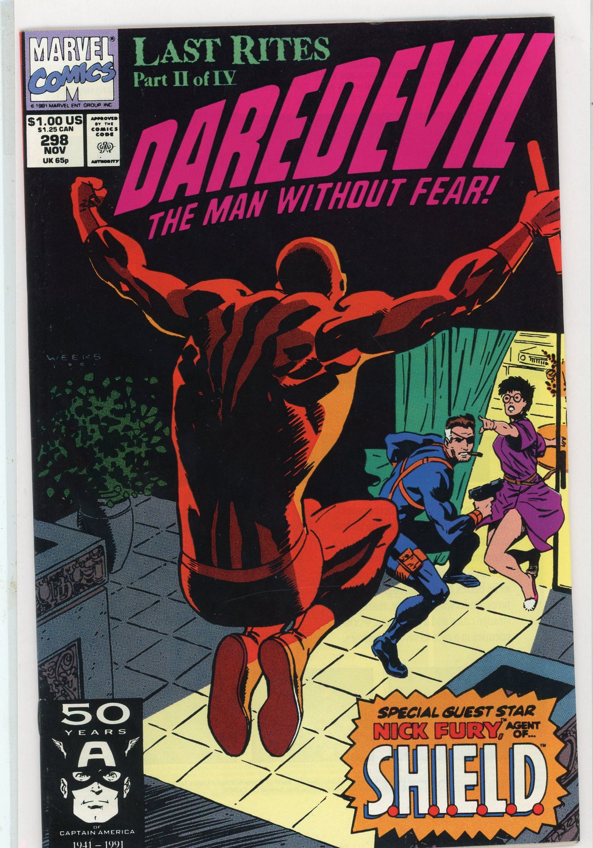 DAREDEVIL #298 NM NICK FURY APP. DRAMATIC COVER VIVID COLORS