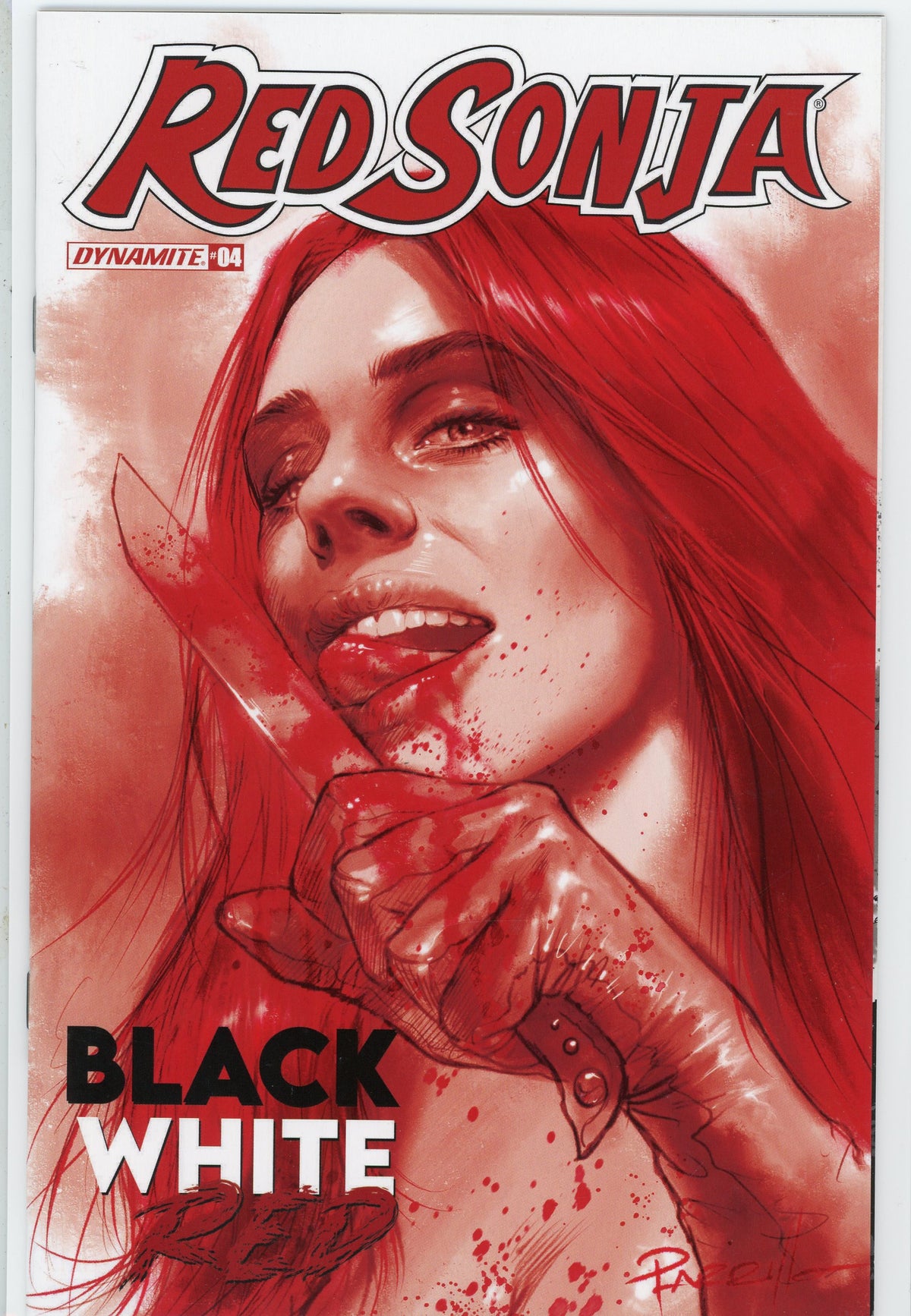 RED SONJA #4 BLACK WHITE RED DISTURBING COVER BRILLIANT SHEEN 1 IN 10 VARIANT