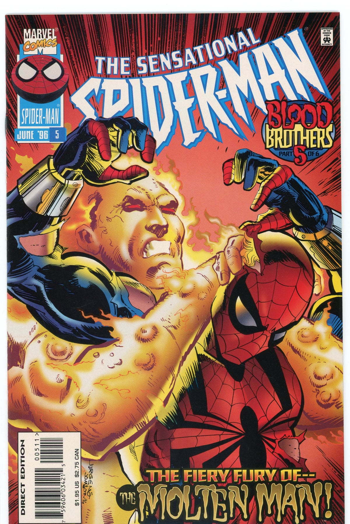 THE SENSATIONAL SPIDERMAN #5 NM MOLTEN MAN BATTLE COVER AMAZING GLOSS