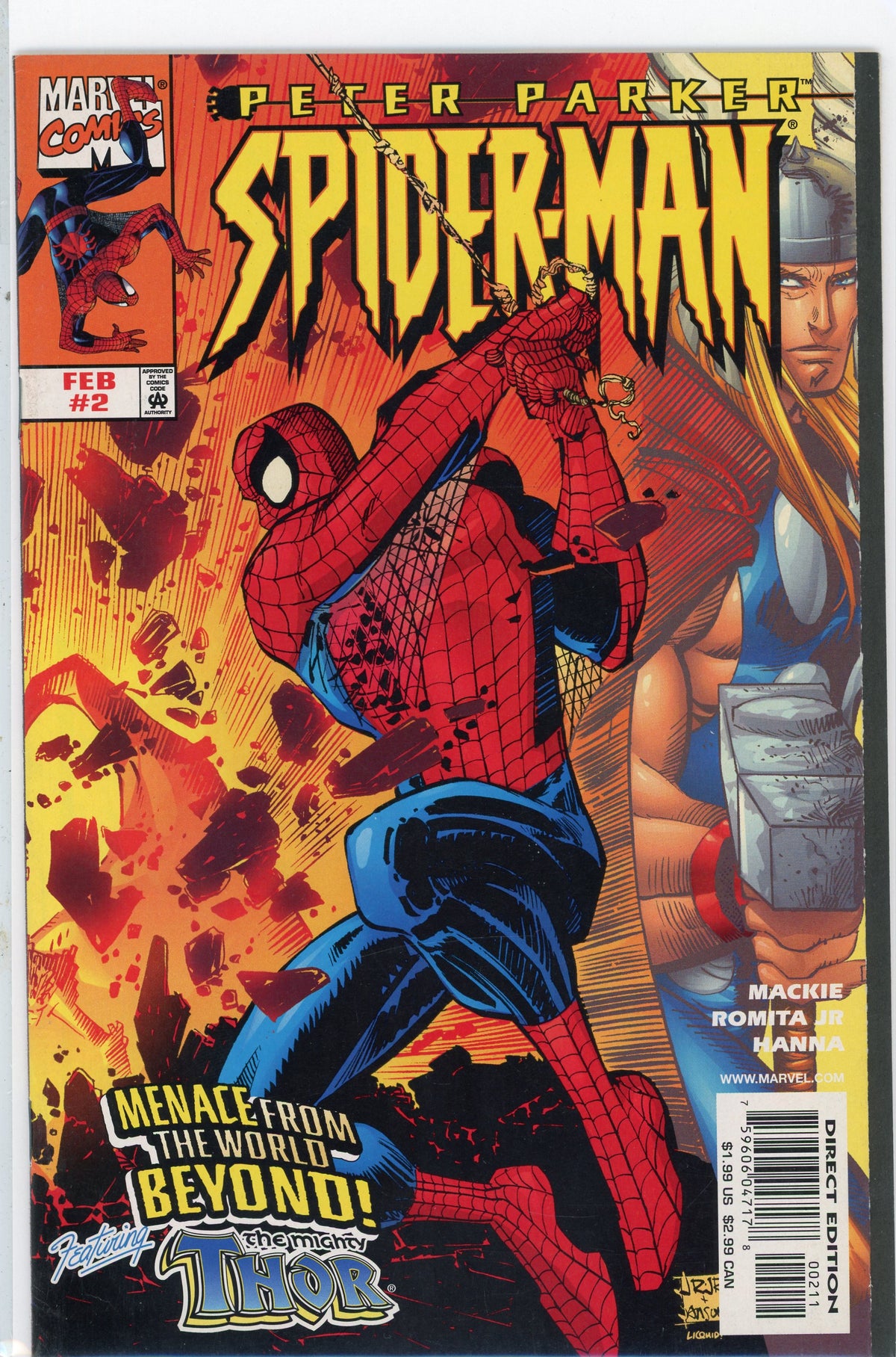 PETER PARKER SPIDERMAN #2 NM FEATURING THOR AMAZING COVER GREAT GLOSS