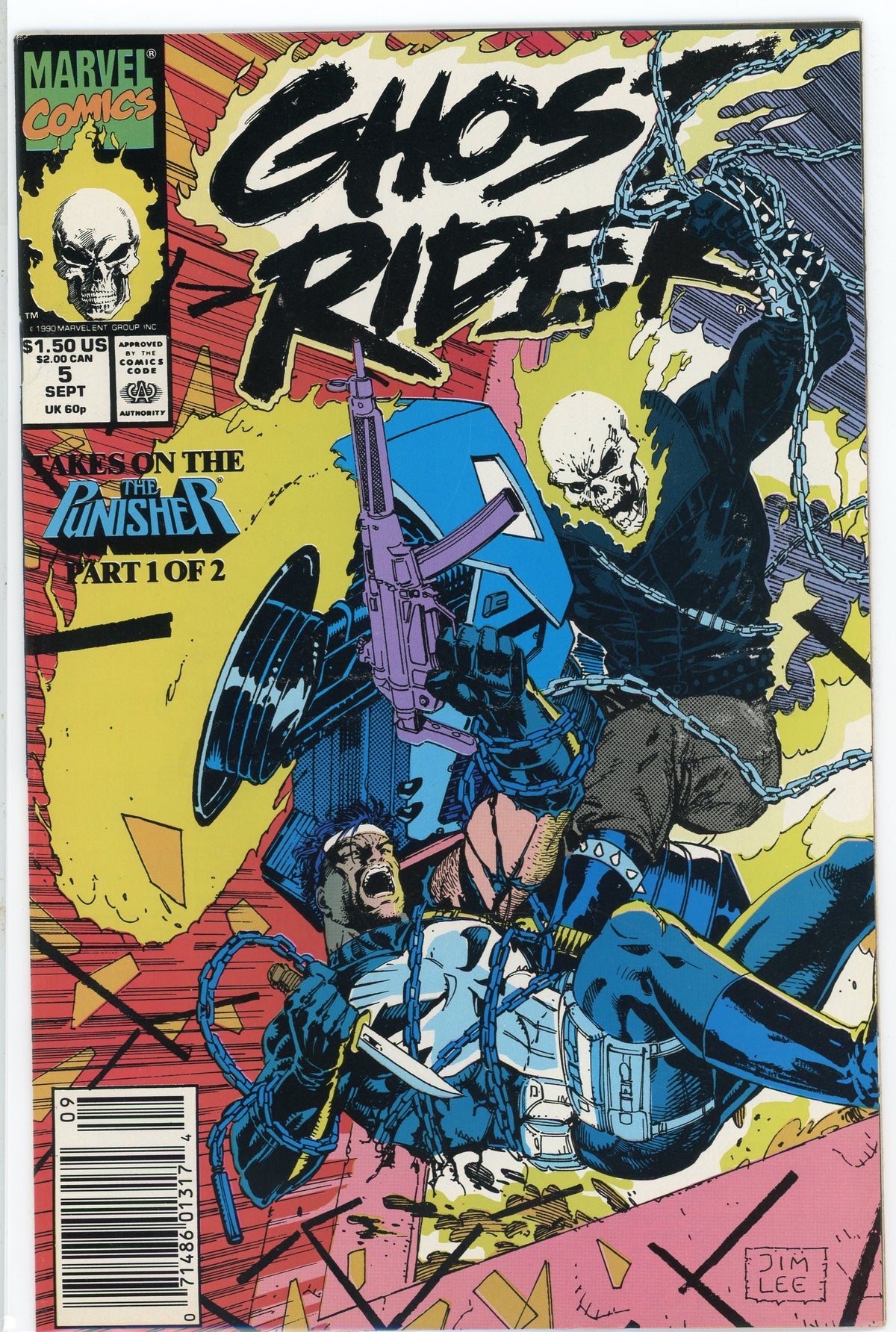 GHOST RIDER #5 NM PUNISHER APP. INCREDIBLE JIM LEE COVER NICE SHEEN