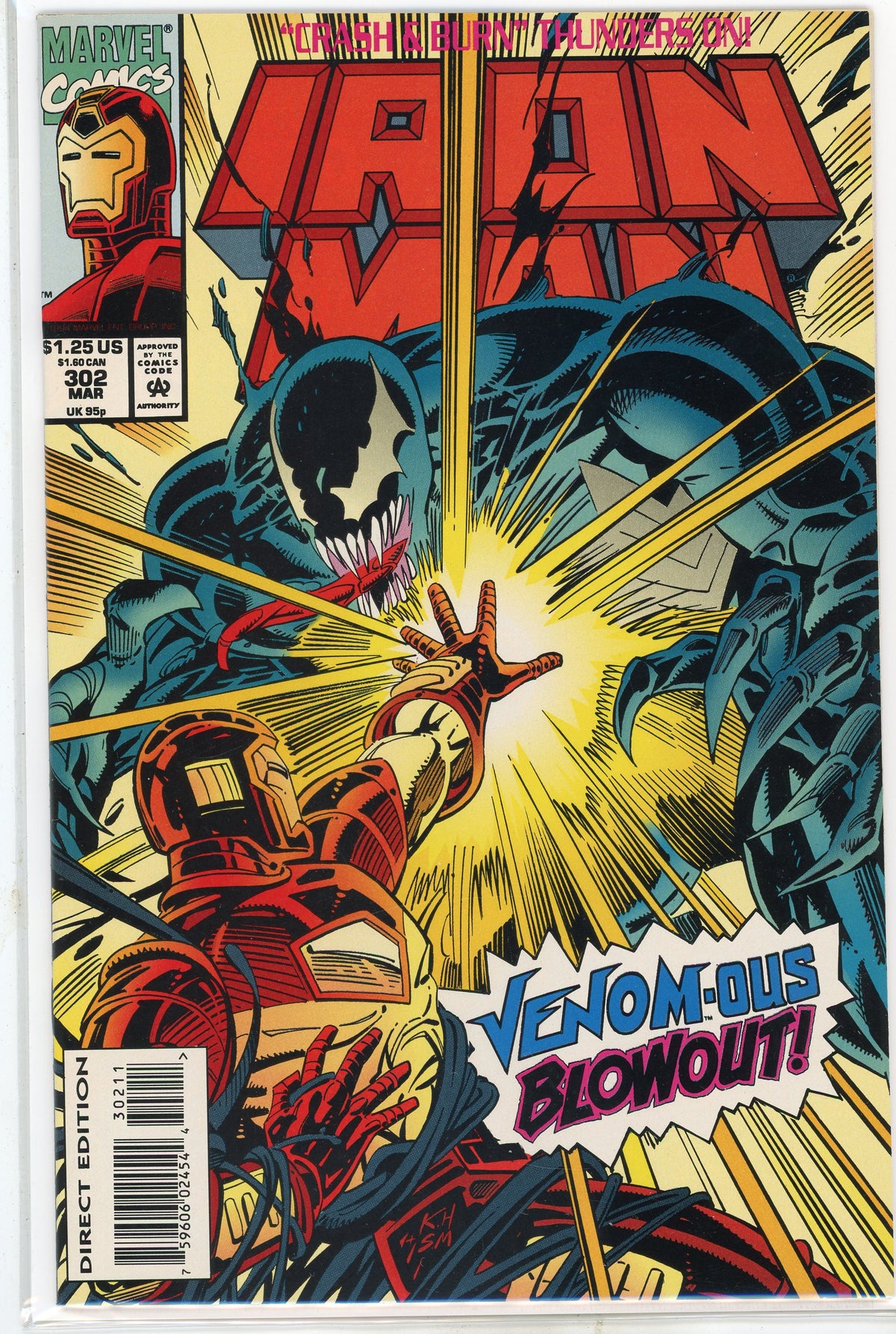 IRON MAN #302 NM GREAT VENOM BATTLE ISSUE SCINTILLATING SHEEN