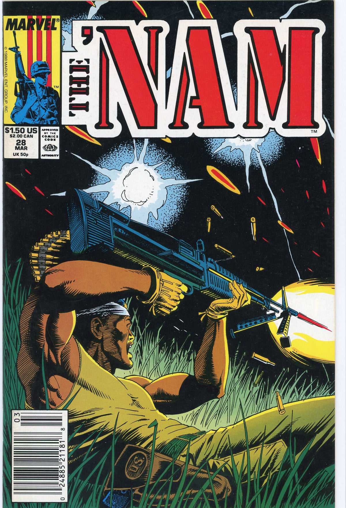 THE NAM #28 NM NEWSTAND EXPLOSIVE BATTLE COVER STUNNING SHEEN