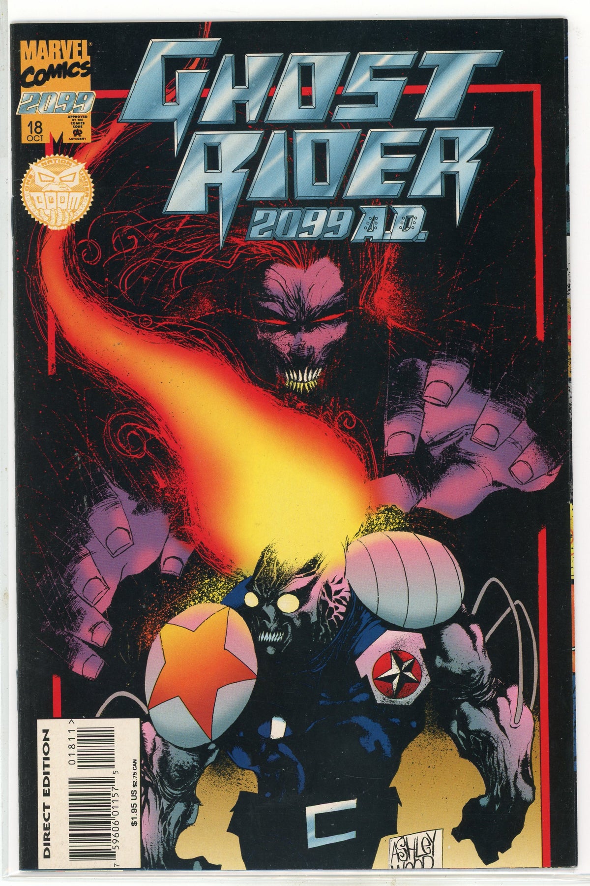GHOST RIDER 2099 AD #18 NM STUNNING MEPHISTO APP. NICE GLOSSY SHEEN