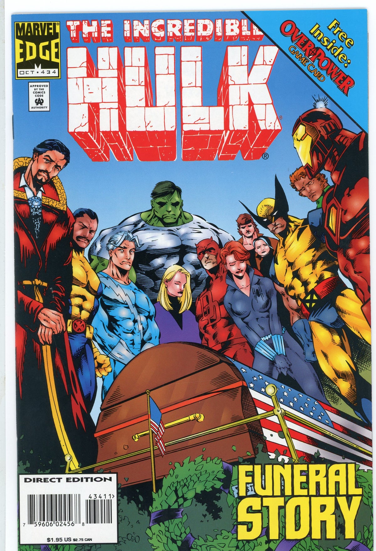 THE INCREDIBLE HULK #434 NM MOURNFUL COVER TERRIFIC GLOSSY SHEEN
