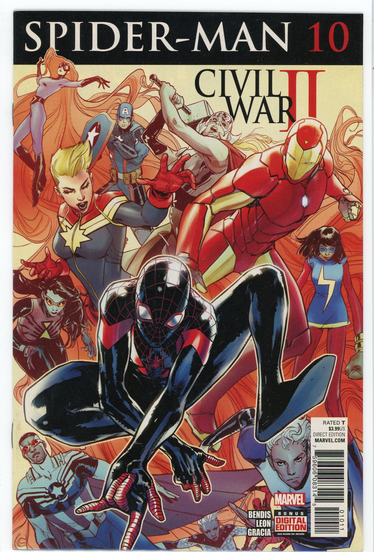 SPIDERMAN #10 CIVIL WAR 2 NM BENDIS WORK TERRIFIC COVER NICE GLOSSY SHEEN