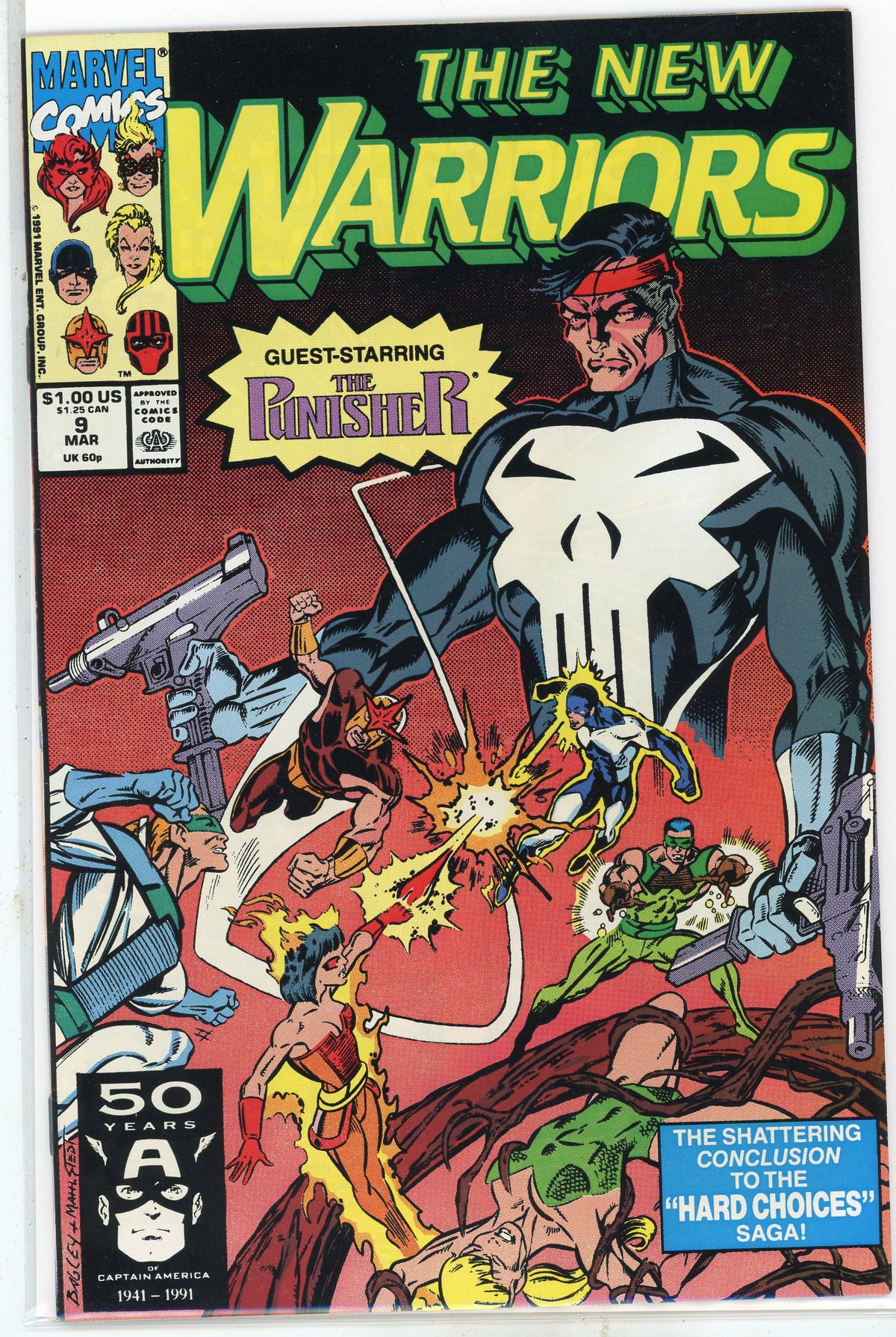 THE NEW WARRIORS #9 NM PUNISHER APP. EPIC BATTLE COVER LUSTROUS SHEEN
