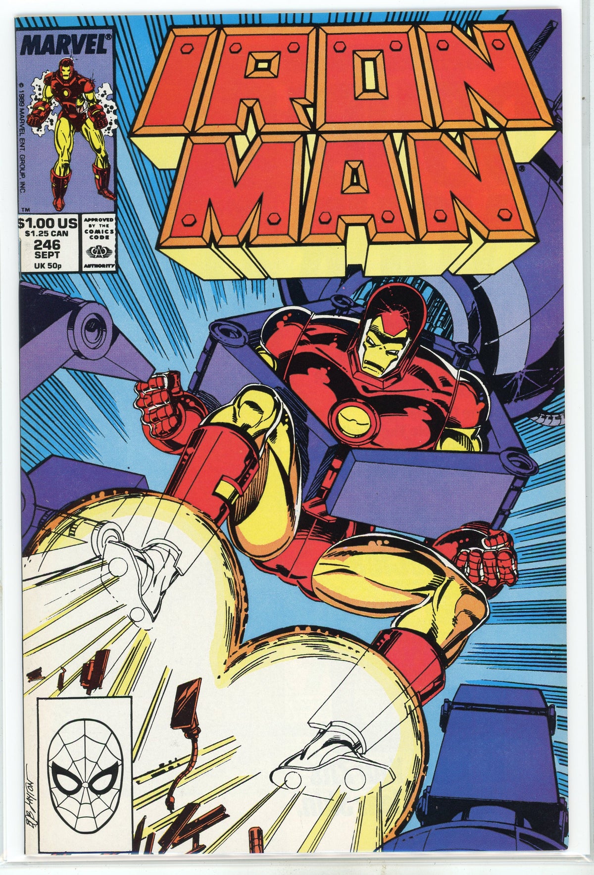 IRON MAN #246 NM EXPLOSIVE ACTION COVER GLISTENING COLORS