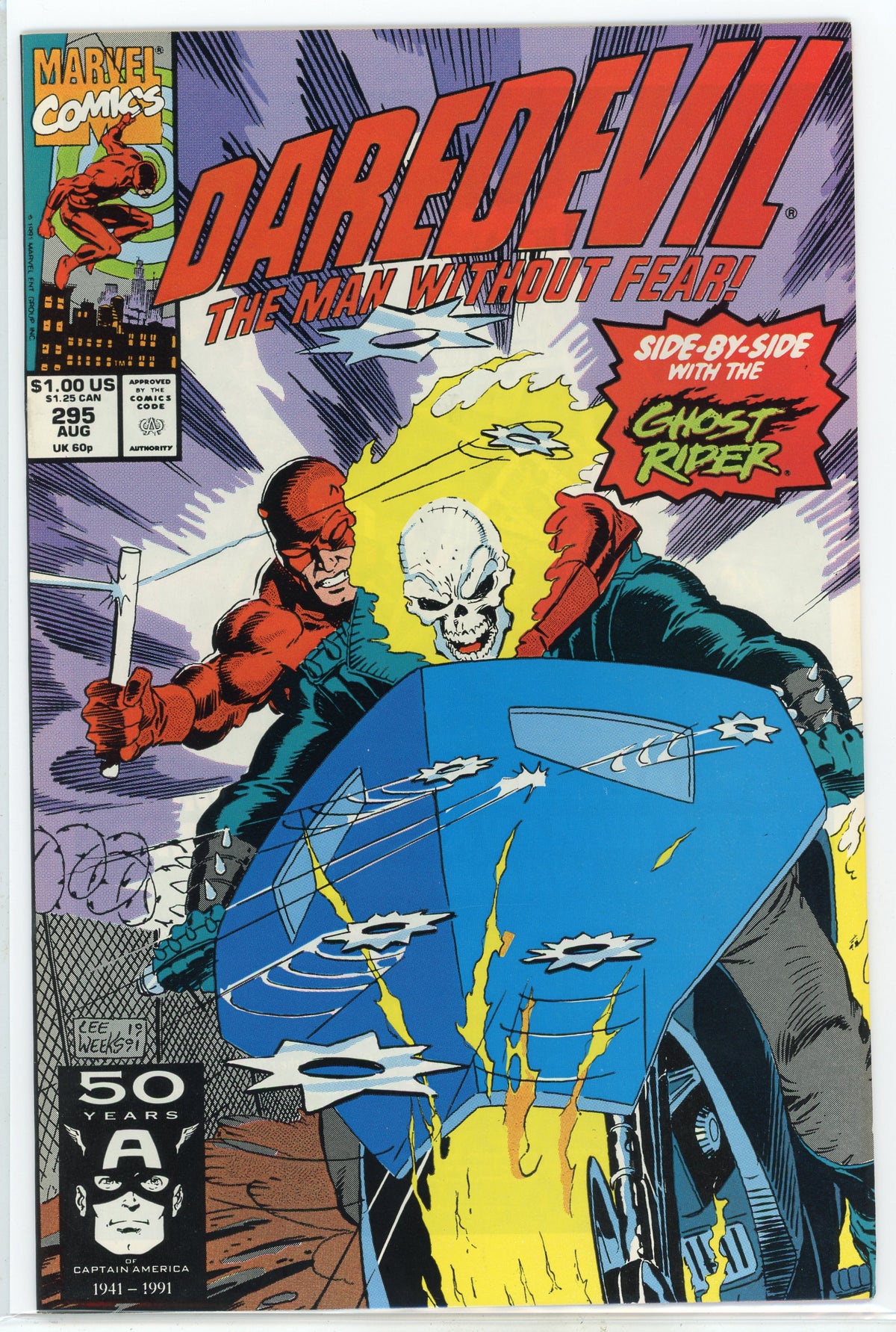 DAREDEVIL #295 NM GHOST RIDER APP. AWESOME COVER GREAT LOOKING SHEEN