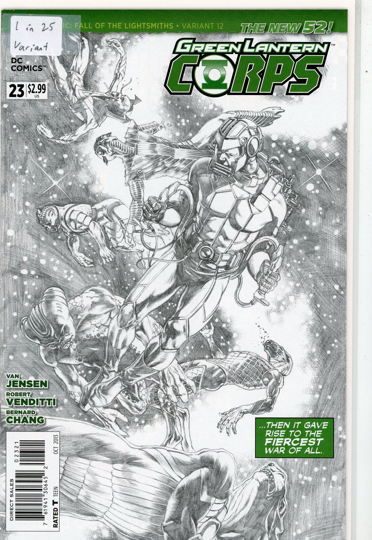 GREEN LANTERN CORPS #23 NEW 52 1 IN 25 VARIANT CLASSIC BLACK AND WHITE COVER
