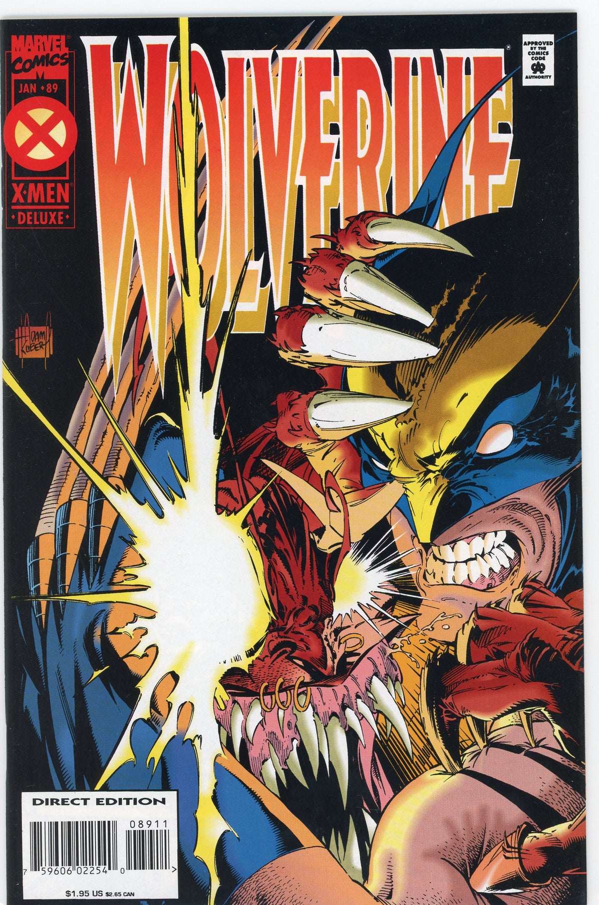 WOLVERINE DELUXE #89 NM INTENSE BATTLE COVER LUSTROUS SHEEN KUBERT WORK