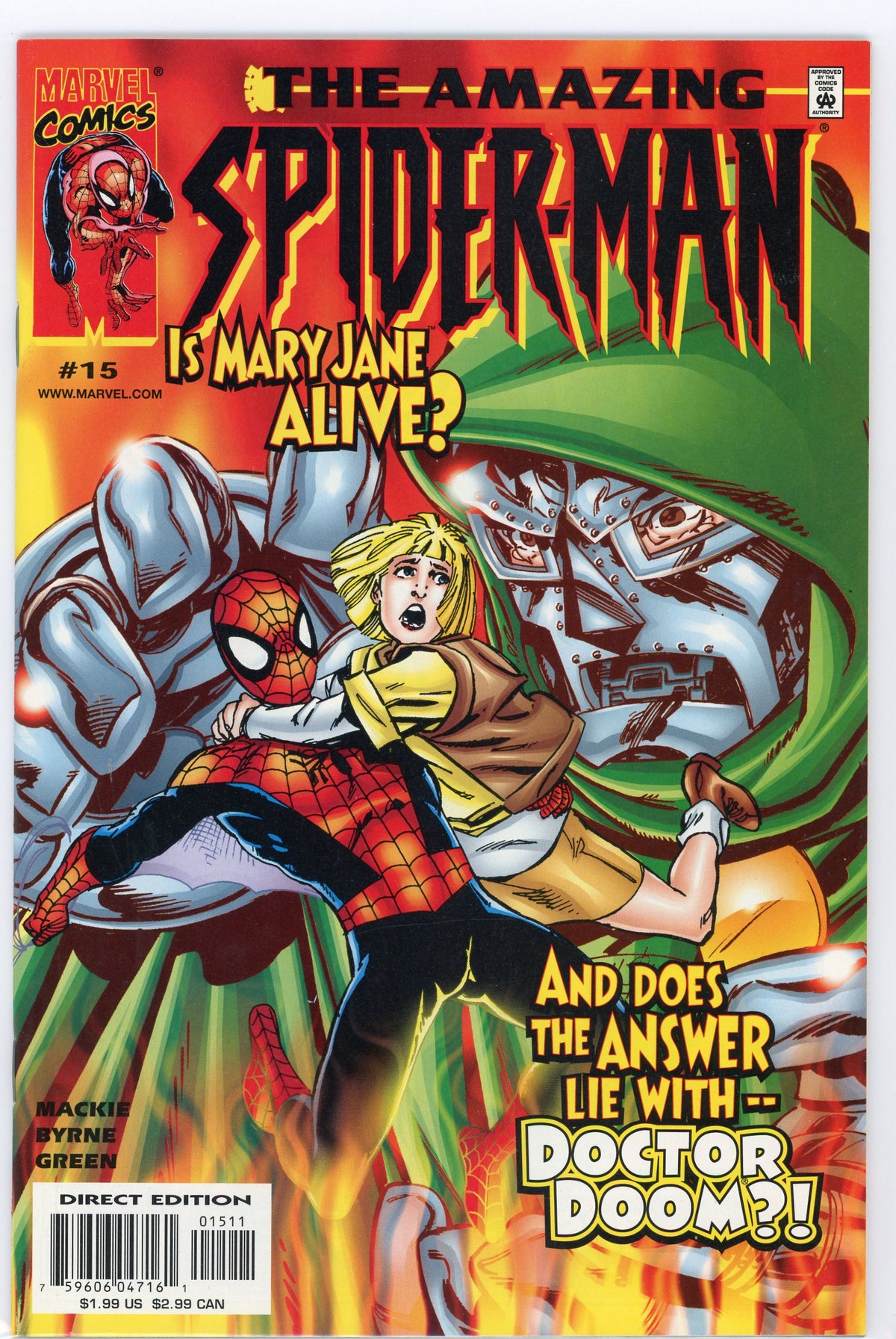 AMAZING SPIDERMAN #15 NM GREAT DOCTOR DOOM COVER EPIC GLOSSY SHEEN