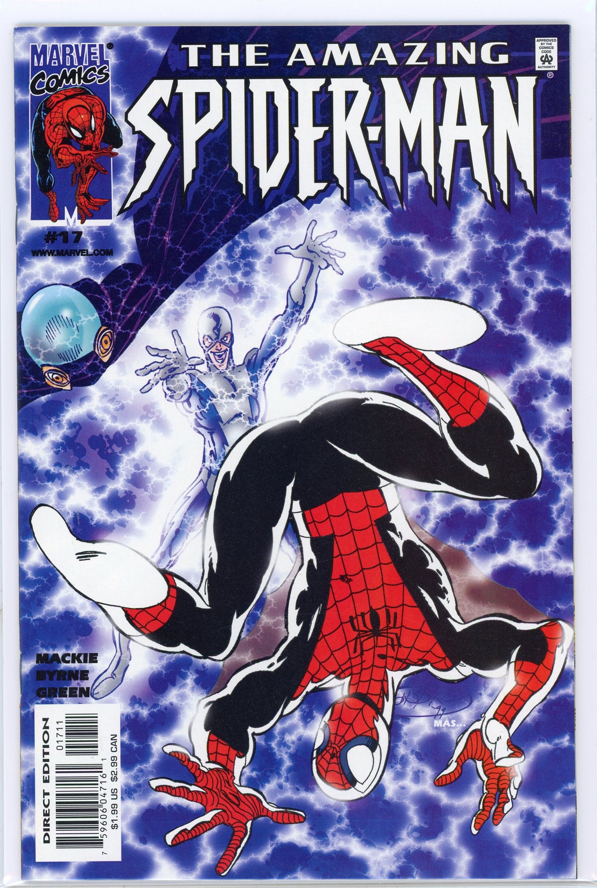 AMAZING SPIDERMAN #17 NM BYRNE WORK STUNNING BATTLE COVER NICE SHEEN
