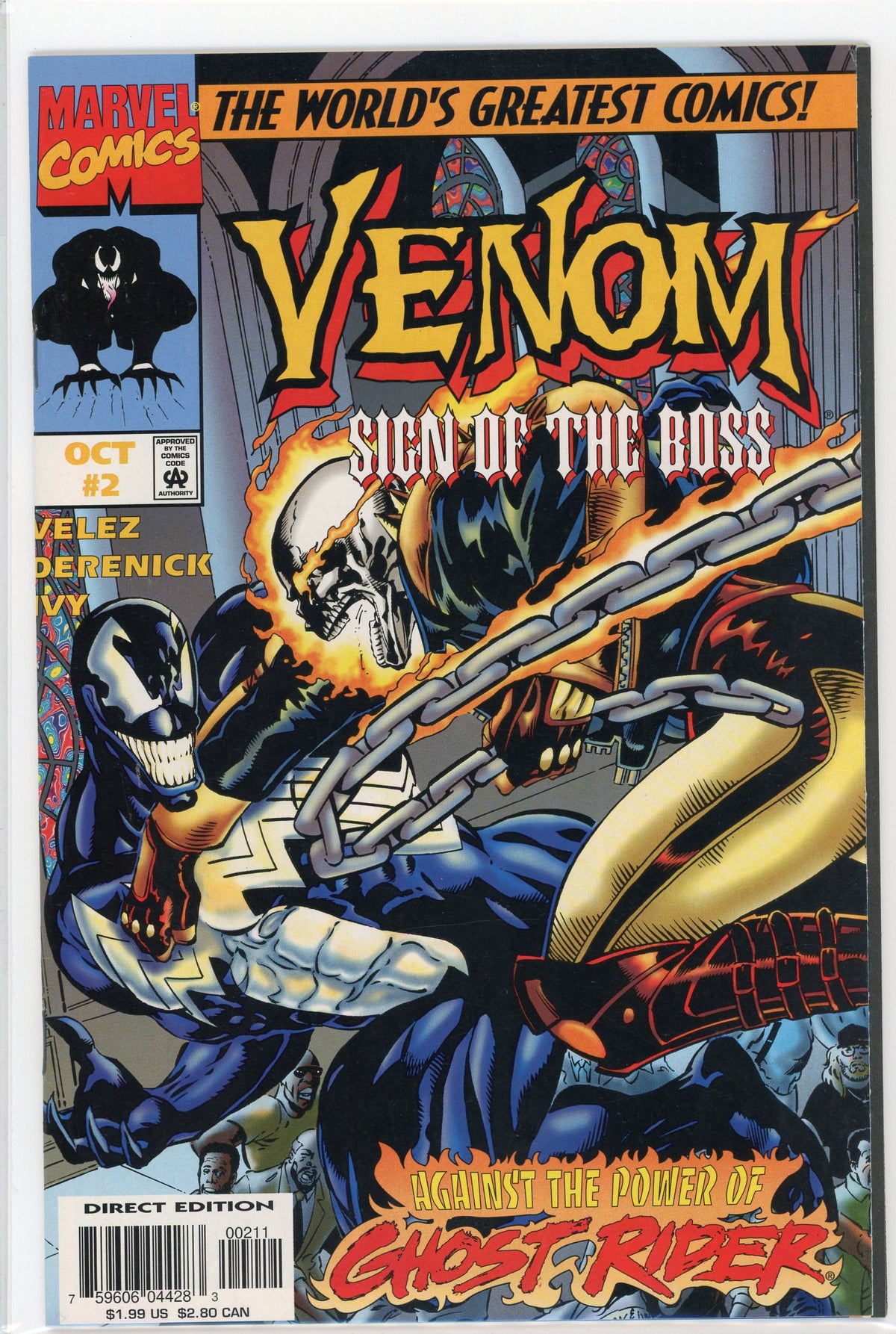 VENOM #2 SIGN OF THE BOSS NM GHOST RIDER BATTLE COVER TERRIFIC GLOSS