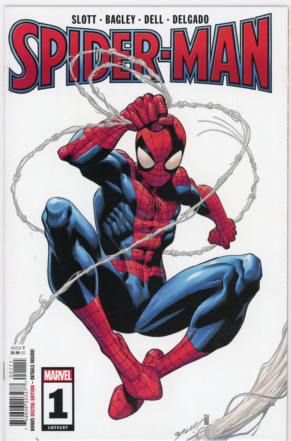 SPIDER MAN #1 SLOTT BAGLEY WORK NM CLASSIC WHITE COVER KILLER SHEEN