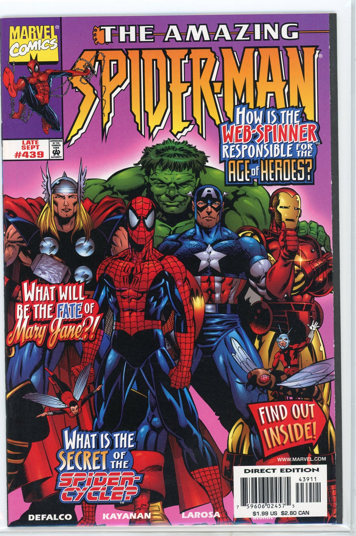 AMAZING SPIDERMAN #439 NM GREAT AVENGERS APP. GLISTENING SHEEN