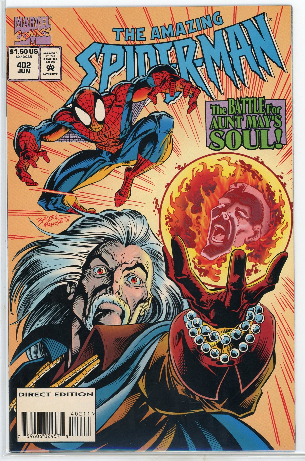 THE AMAZING SPIDERMAN #402 NM EXPLOSIVE COVER GLISTENING SHEEN
