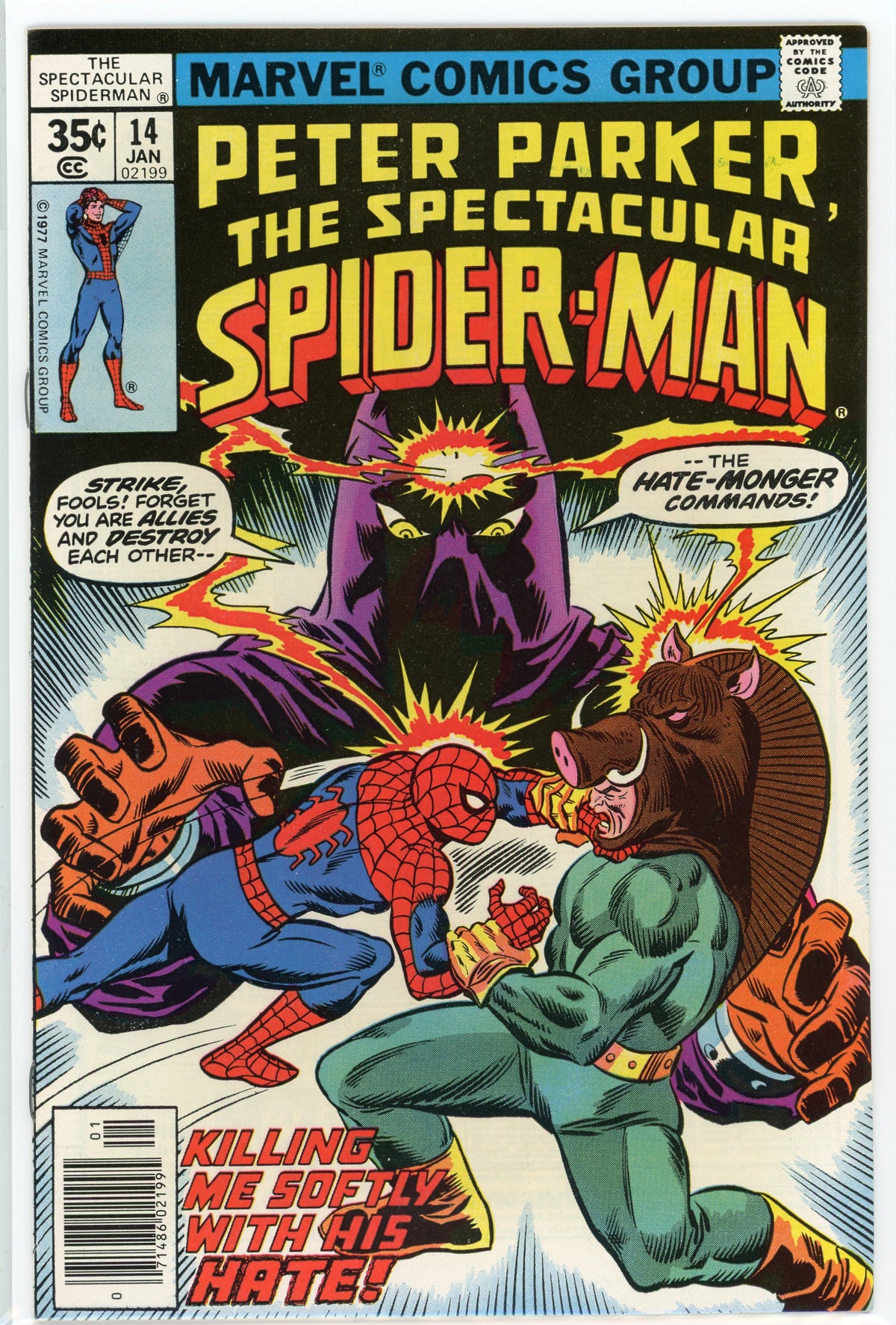 SPECTACULAR SPIDERMAN #14 HIGHER GRADE INCREDIBLE BATTLE COVER GEM