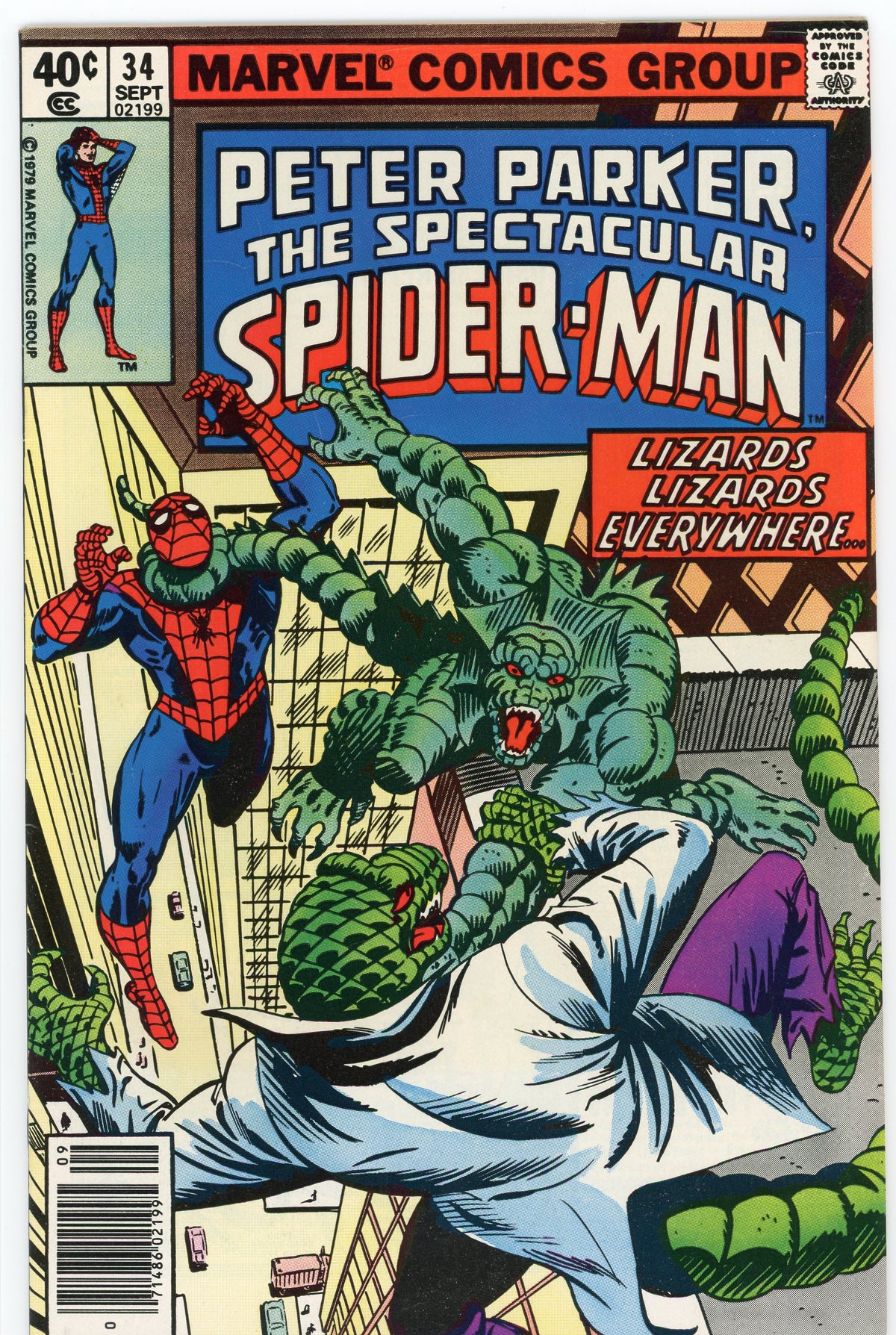 THE SPECTACULAR SPIDERMAN #34 HIGHER GRADE EPIC LIZARD COVER BATTLE GEM