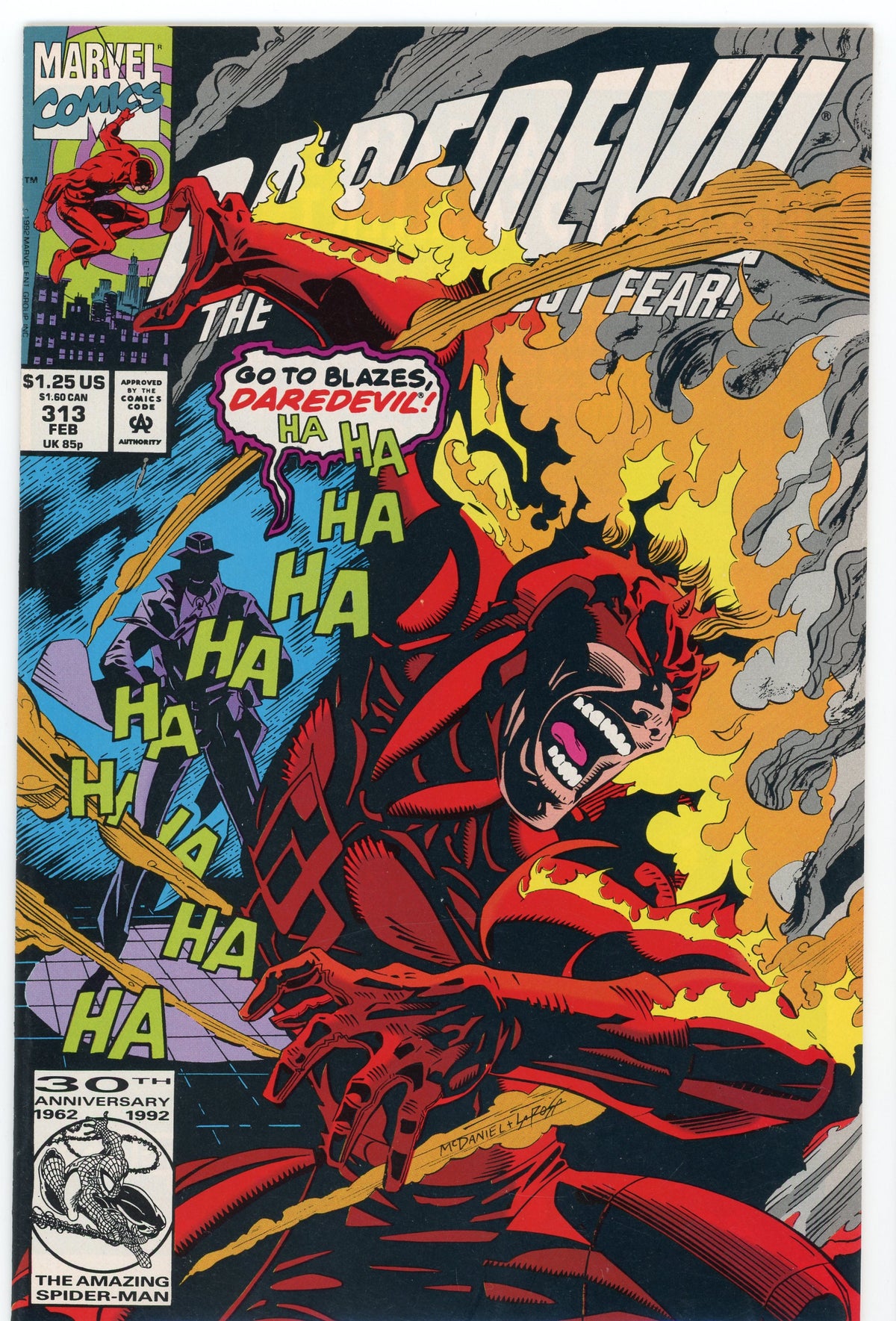 DAREDEVIL #313 NM INCENDIARY COVER BRILLIANT GLOSSY SHEEN
