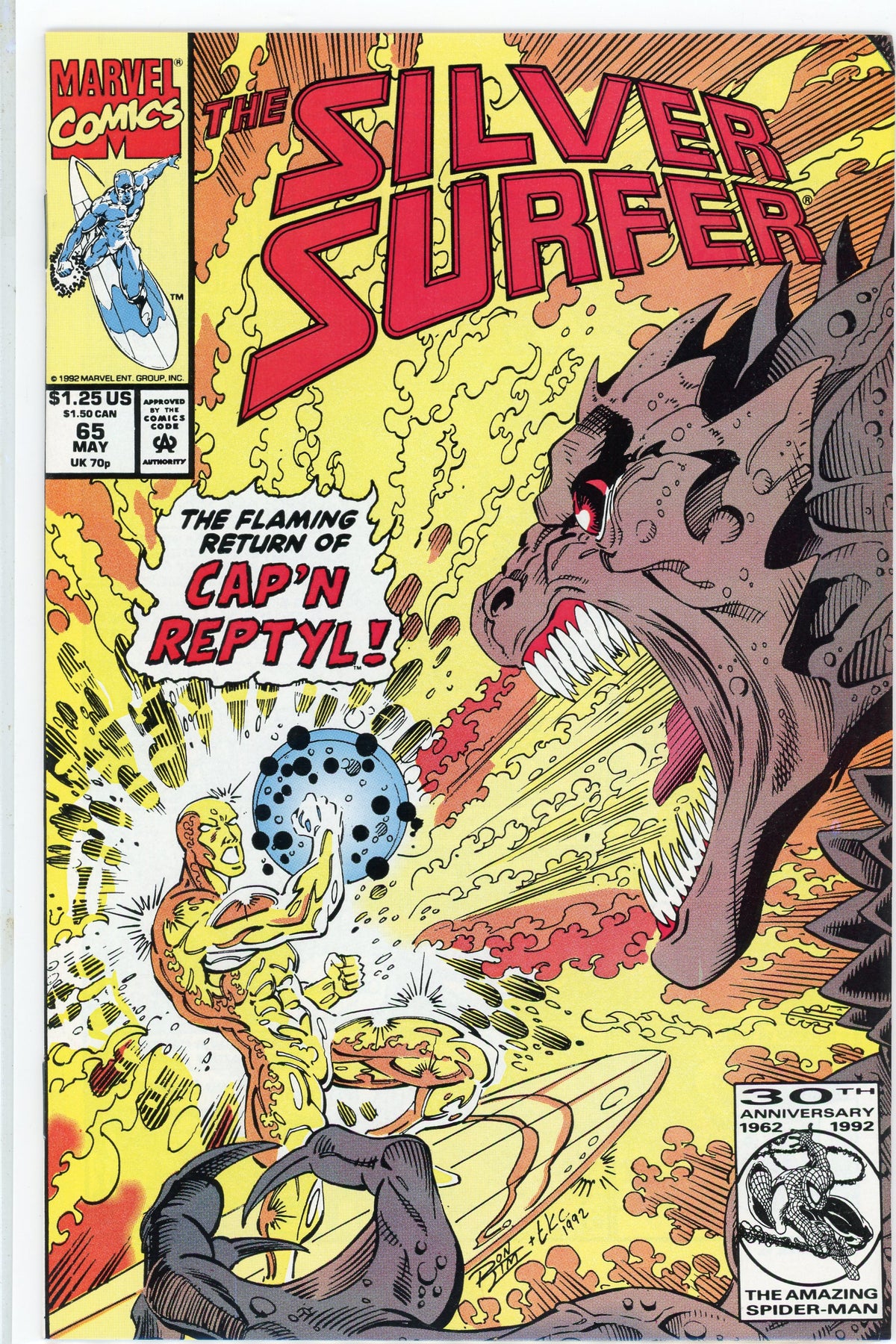 THE SILVER SURFER #65 NM EXPLOSIVE BATTLE COVER TREMENDOUS GLOSS