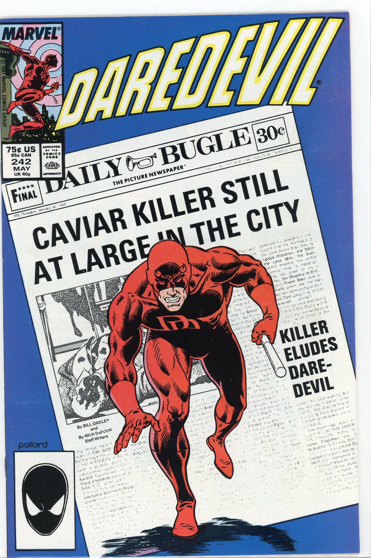DAREDEVIL #242 NM GREAT NEWSPAPER COVER STUNNING SHINE