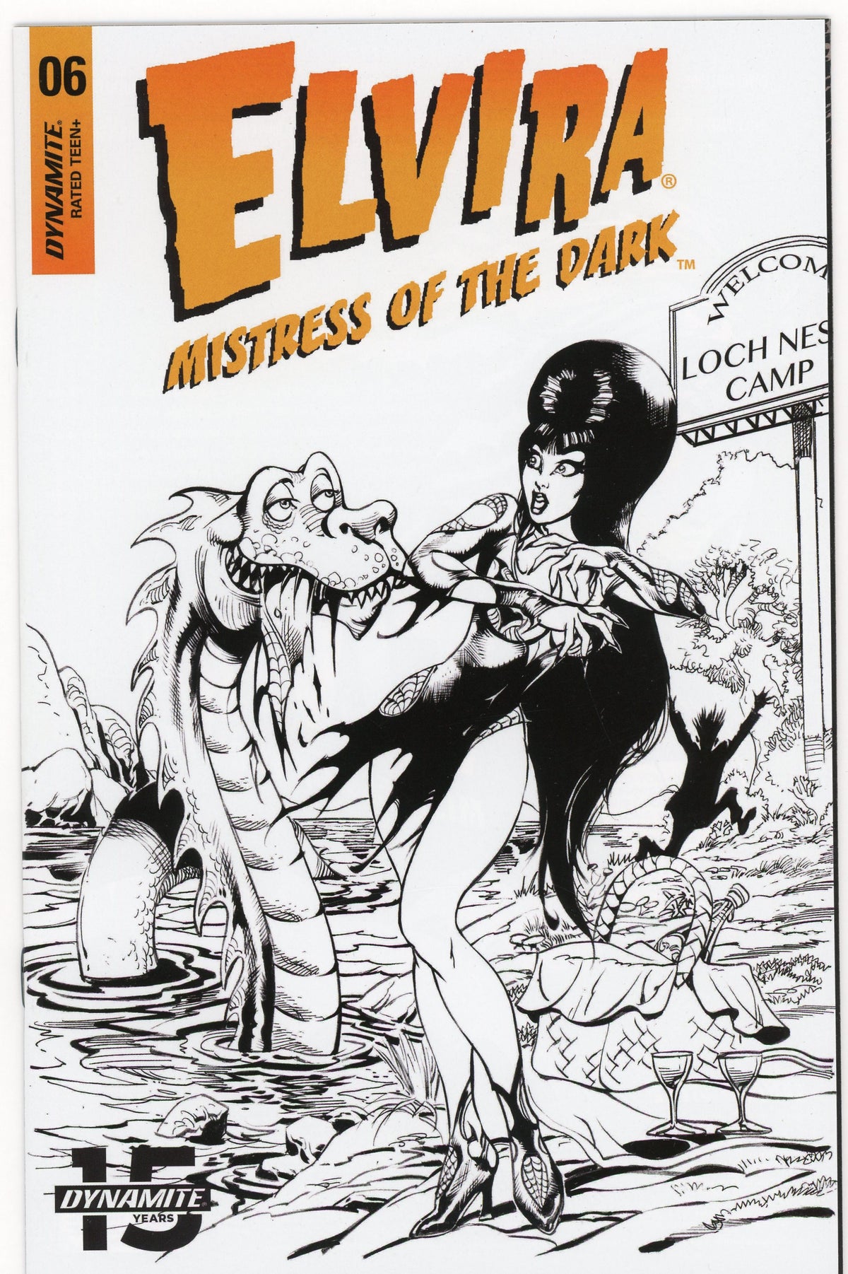 ELVIRA MISTRESS OF THE DARK #6 NM HILARIOUS BLACK AND WHITE COVER