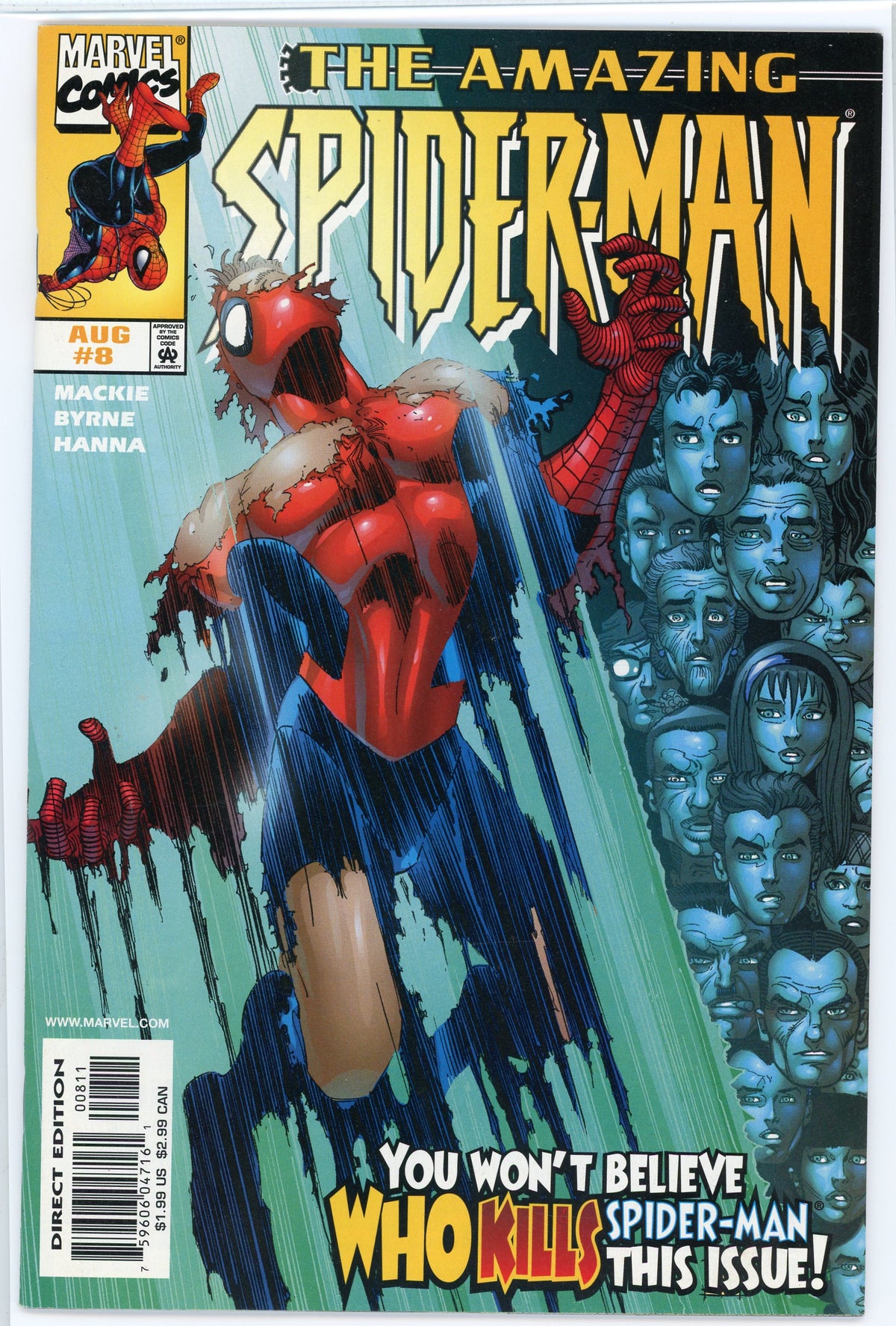 AMAZING SPIDERMAN #8 NM BYRNE WORK GLOSSY COLORS STUNNING COVER
