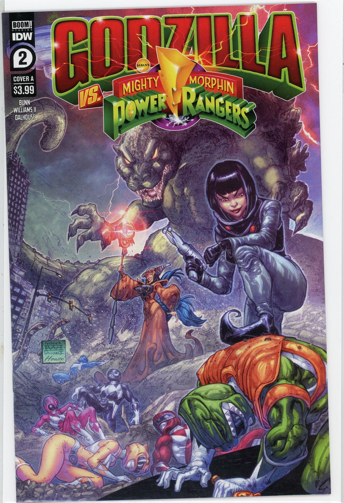GODZILLA MIGHTY MORPHIN POWER RANGERS #2 NM COVER A STUNNING COVER