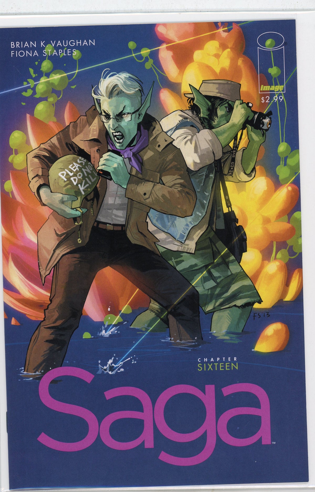 SAGA #16 NM MASTERFUL SCI FI SERIES EXPLOSIVE BATTLE COVER