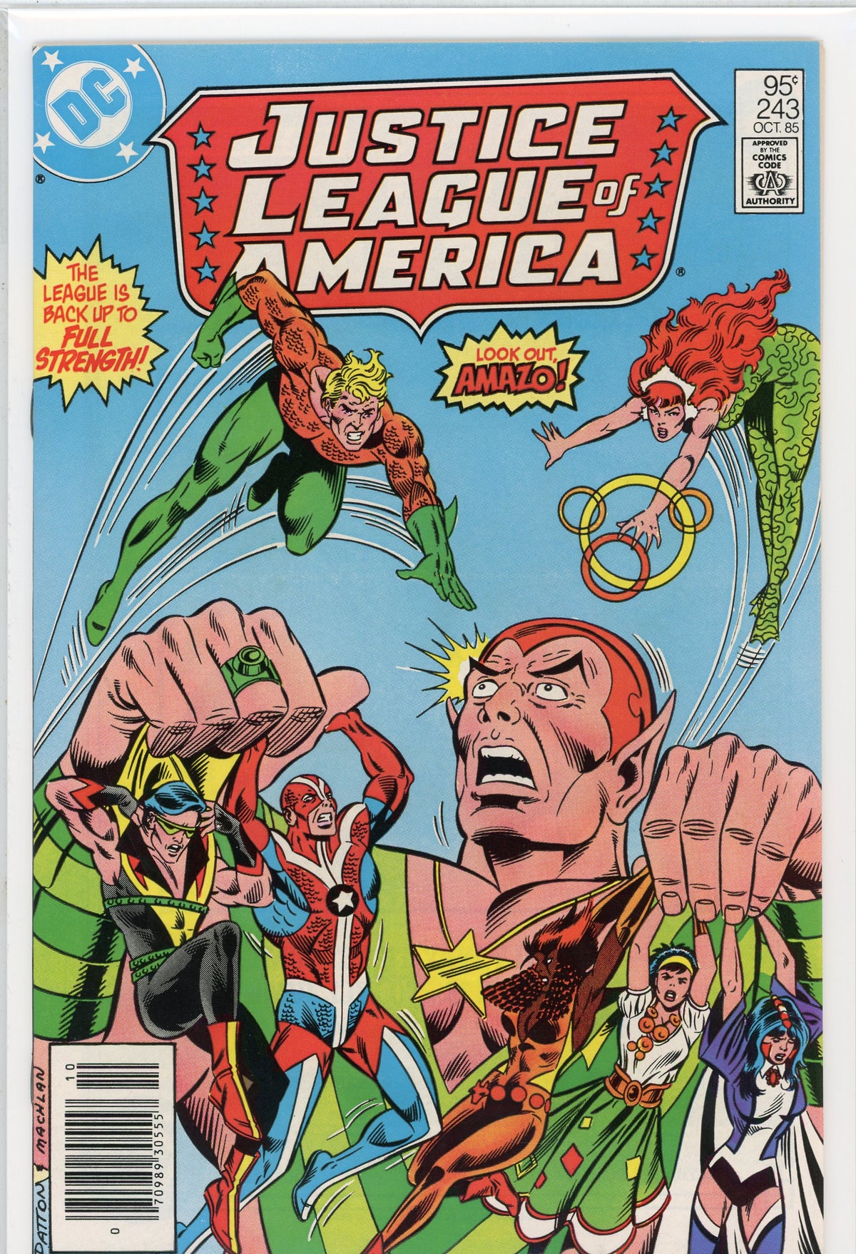 JUSTICE LEAGUE OF AMERICA #243 NM STUNNING BATTLE COVER NICE GLOSS
