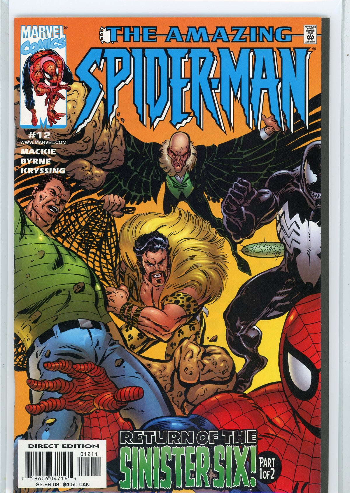 THE AMAZING SPIDERMAN #12 NM BYRNE WORK GLOSSY COLORS GREAT BATTLE COVER