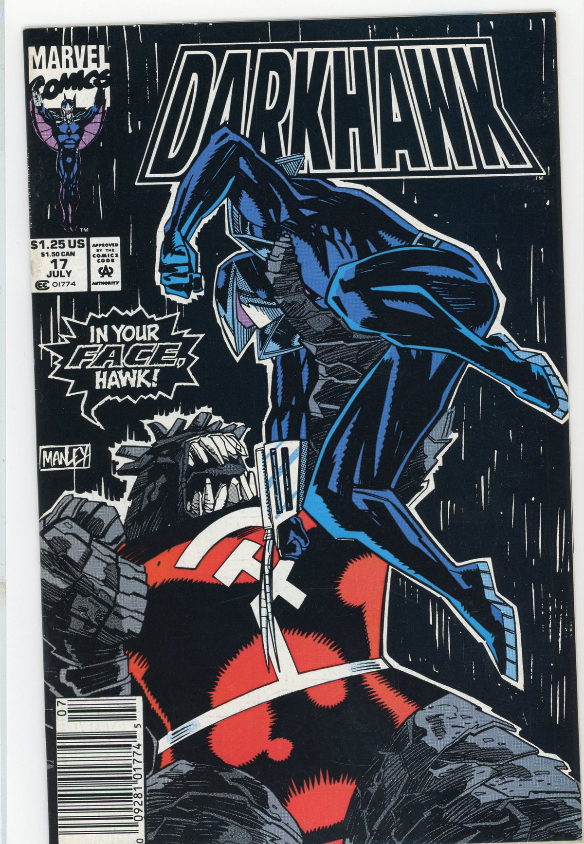 DARKHAWK #17 NM NEWSTAND ED. GREAT BATTLE COVER STAGGERING GLOSS