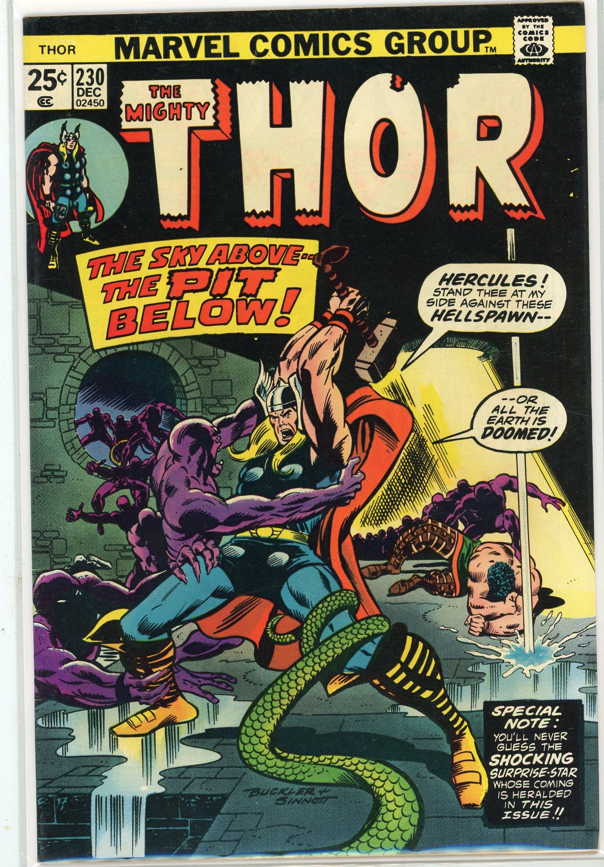 THE MIGHTY THOR #230 HIGHER GRADE HERCULES APP. EPIC BATTLE COVER