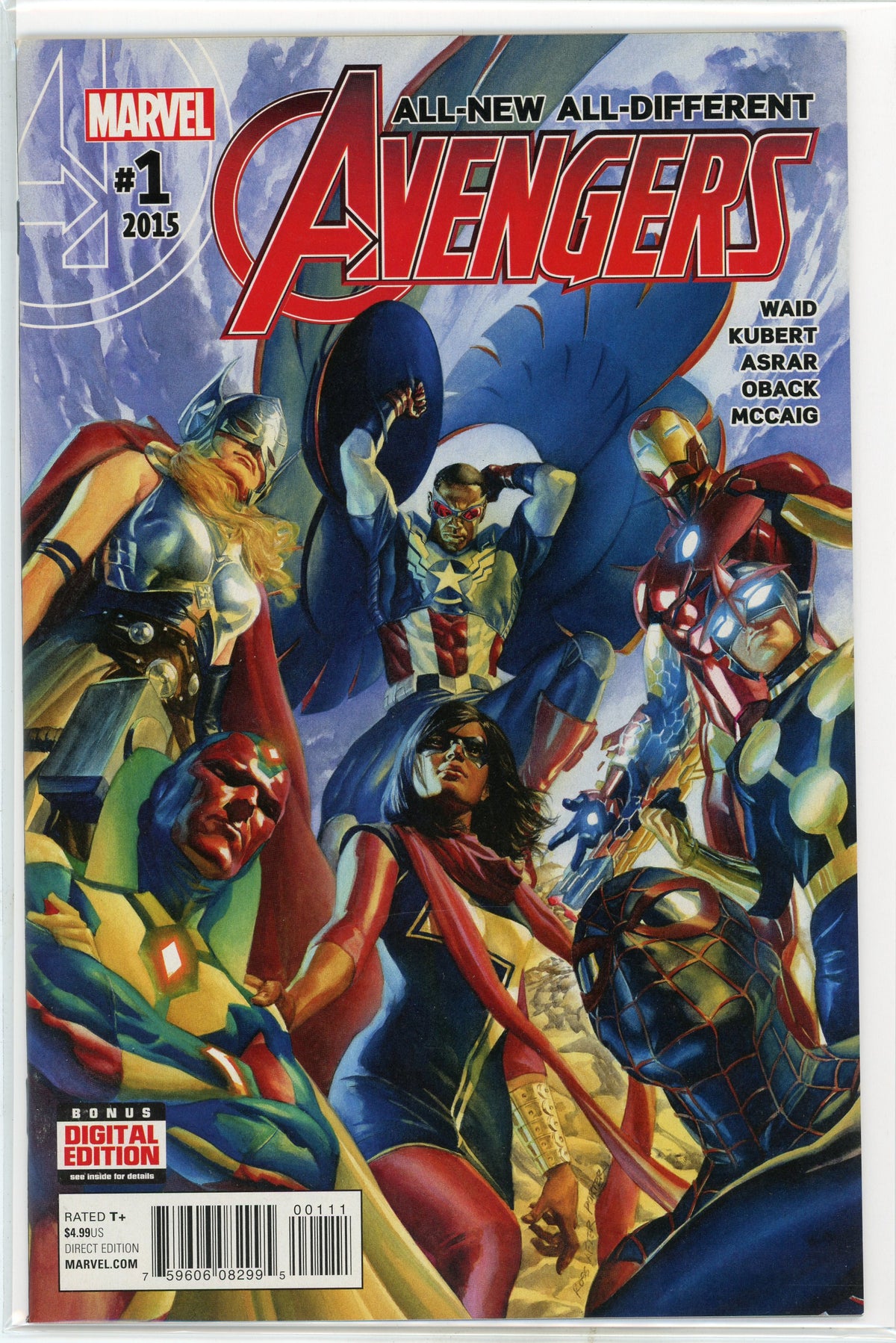 AVENGERS #1 NM 2015 INCREDIBLE GLOSSY SHEEN MAJESTIC COVER