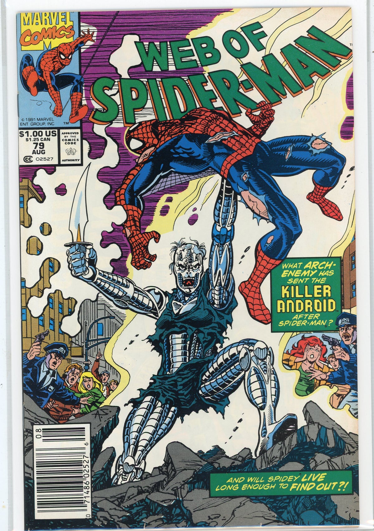 WEB OF SPIDERMAN #79 NM STUNNING BATTLE COVER TREMENDOUS GLOSS