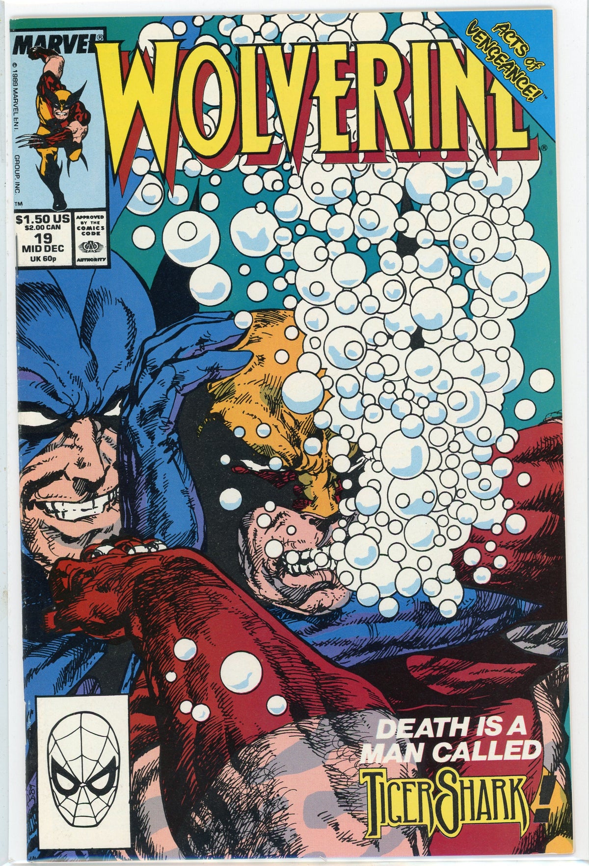 WOLVERINE #19 NM GREAT TIGER SHARK BATTLE COVER GLISTENING SHEEN