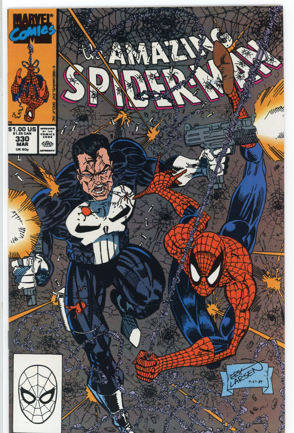 THE AMAZING SPIDERMAN #330 NM PUNISHER APP. STUNNING LARSEN COVER