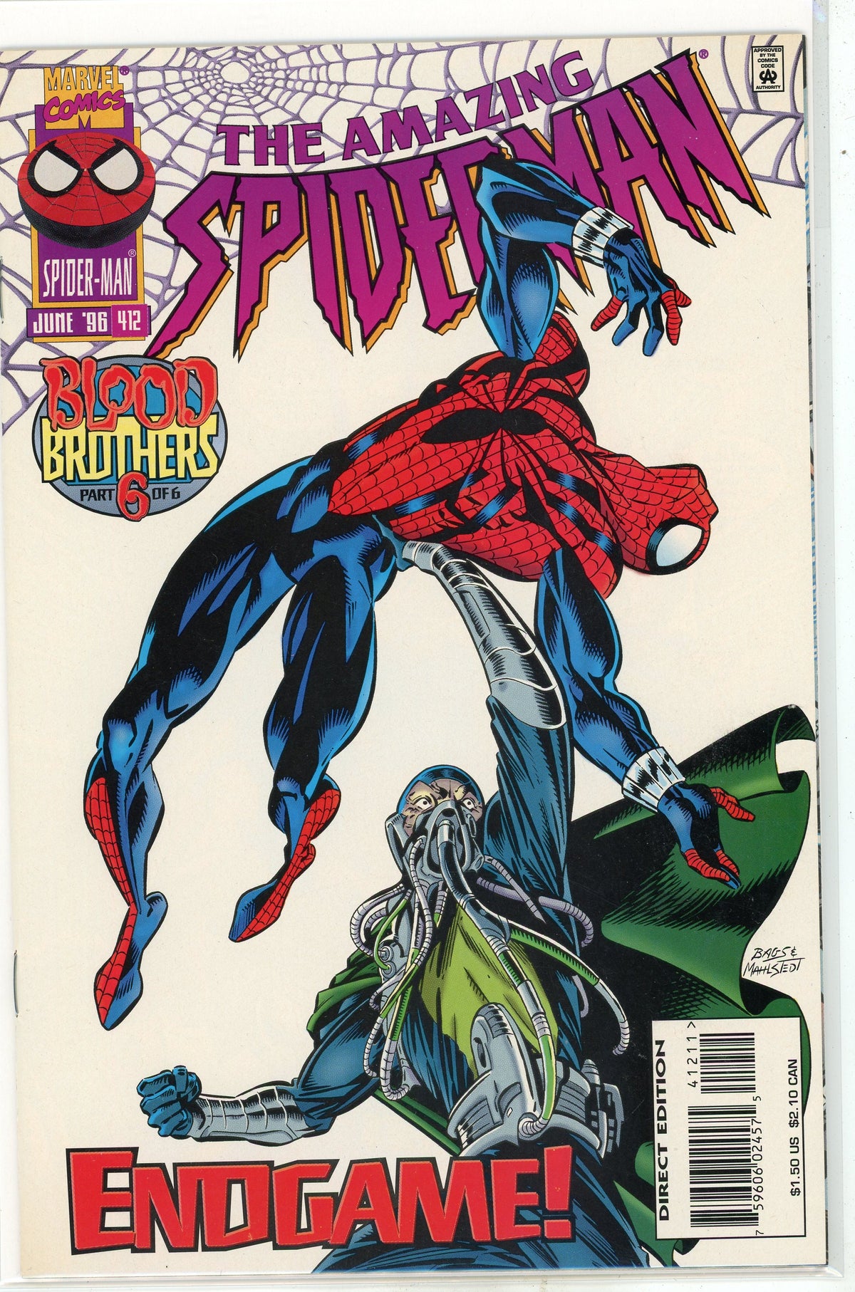 THE AMAZING SPIDERMAN #412 NM VIBRANT COLORS STUNNING BATTLE COVER