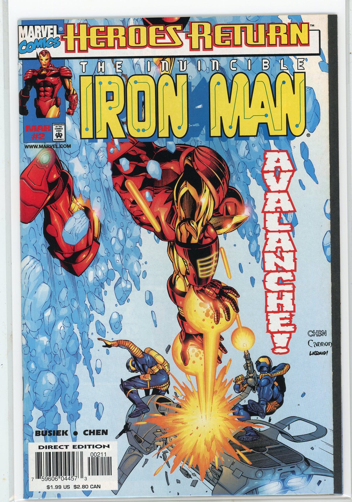 THE INVINCIBLE IRON MAN #2 NM HEROES RETURN BUSIEK WORK GORGEOUS COVER