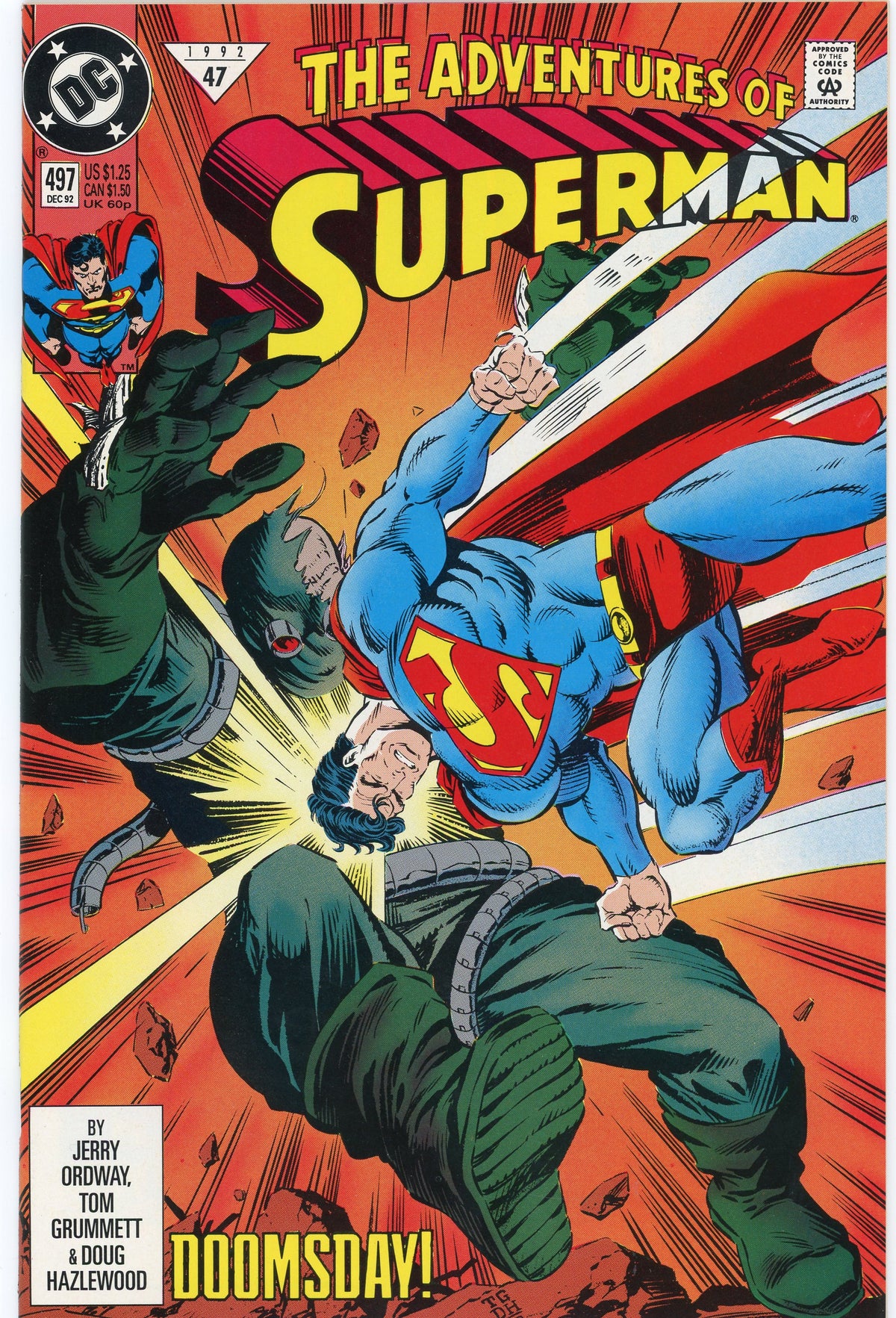 THE ADVENTURES OF SUPERMAN #497 NM EXPLOSIVE COVER DOOMSDAY APP. 1992
