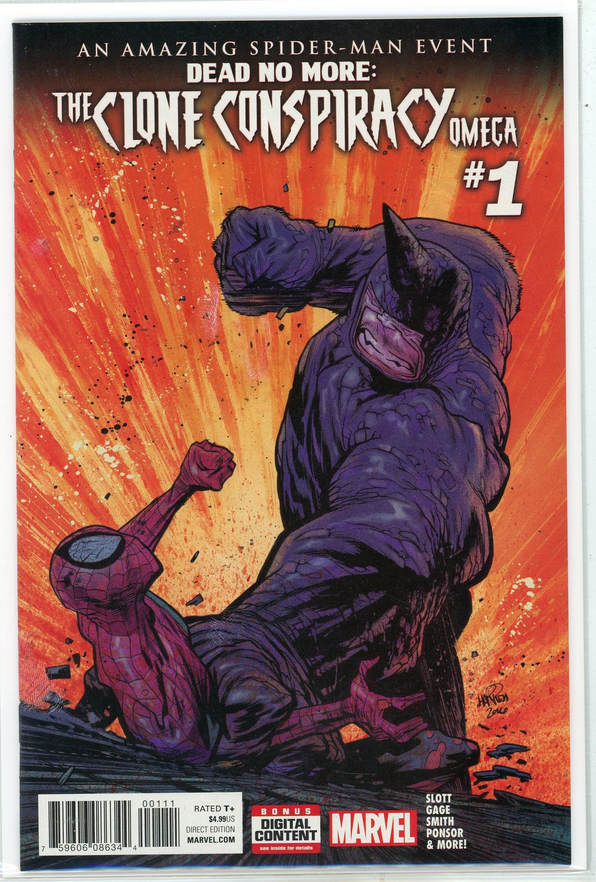 CLONE CONSPIRACY #1 NM DEAD NO MORE STUNNING RHINO BATTLE COVER