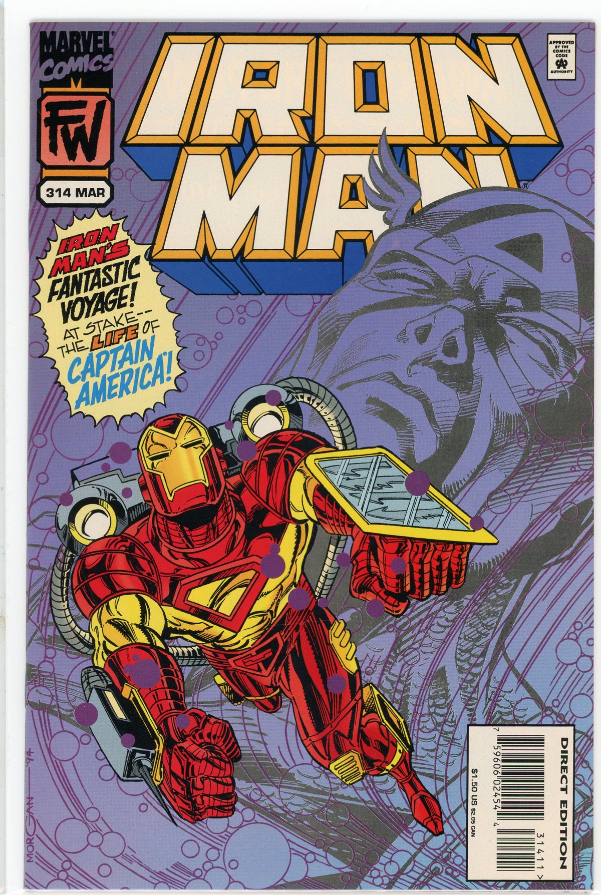 IRON MAN #314 NM DRAMATIC COVER CAPTAIN AMERICA APP.