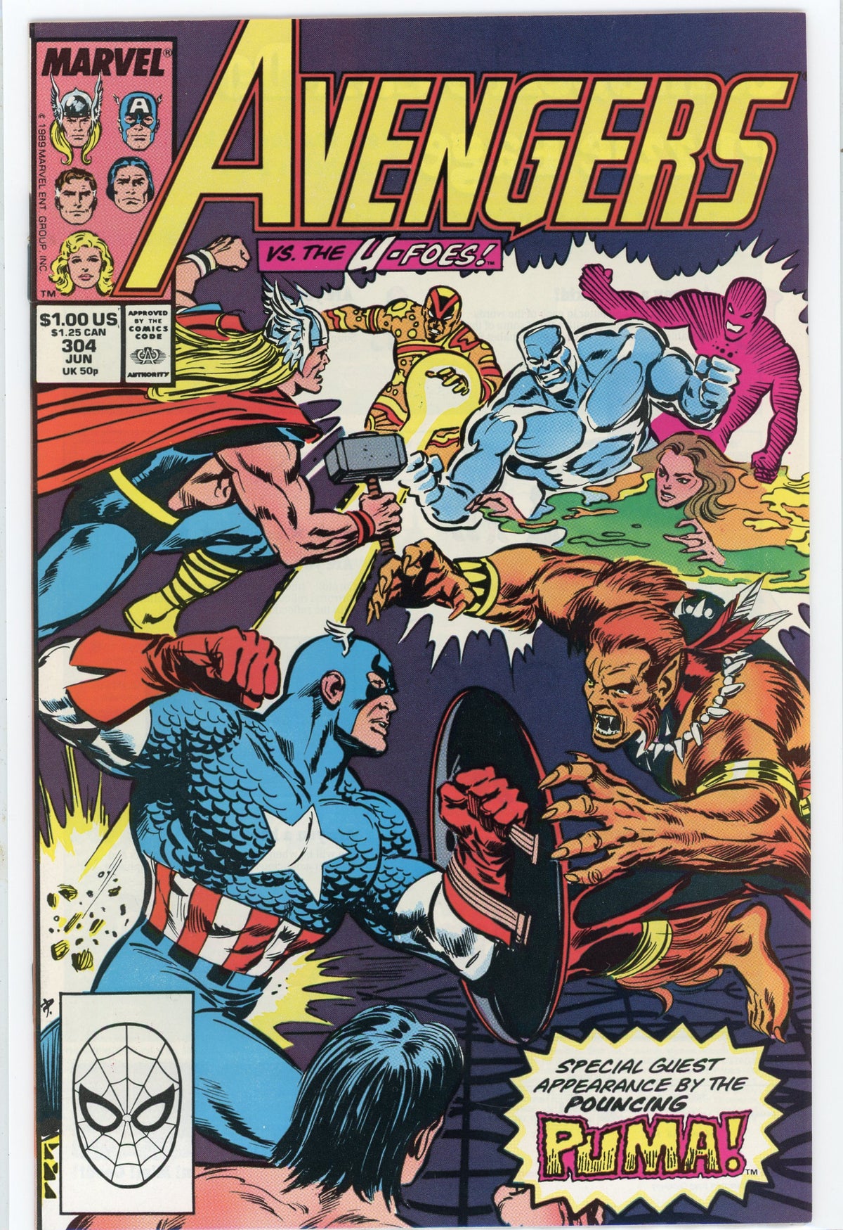 AVENGERS #304 NM UFOES APP. PUMA APP. ALL OUT BATTLE COVER