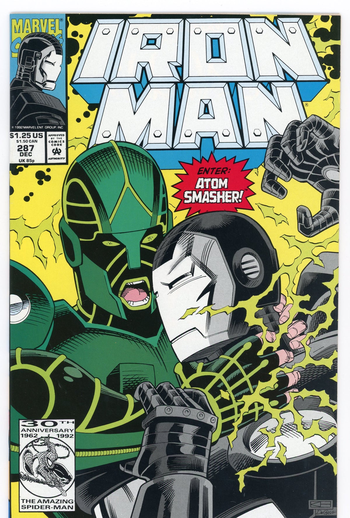 IRON MAN #287 NM ELECTRIFYING COVER ATOM SMASHER APP.