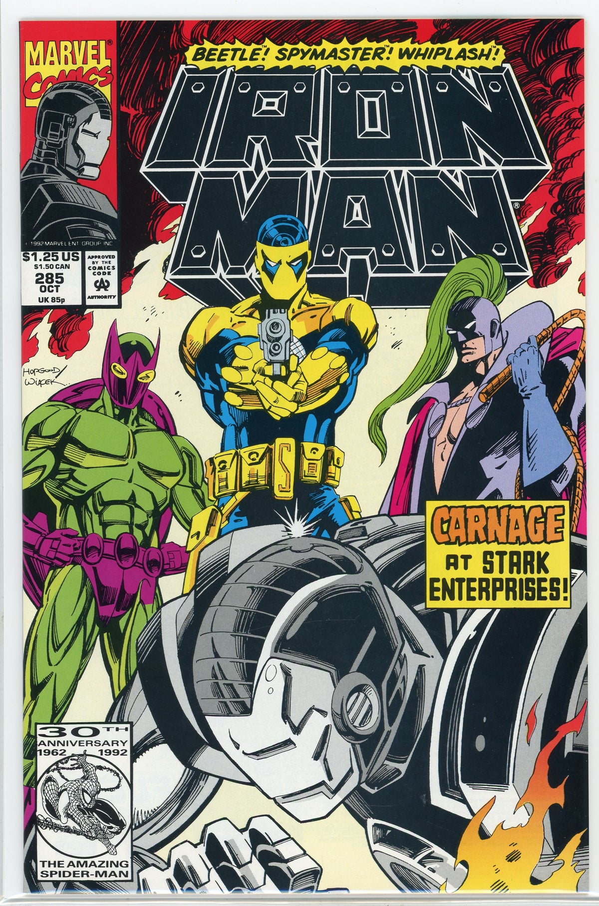 IRON MAN #285 NM INCENDIARY COVER WHIPLASH BEETLE APP. GLOSSY COVER